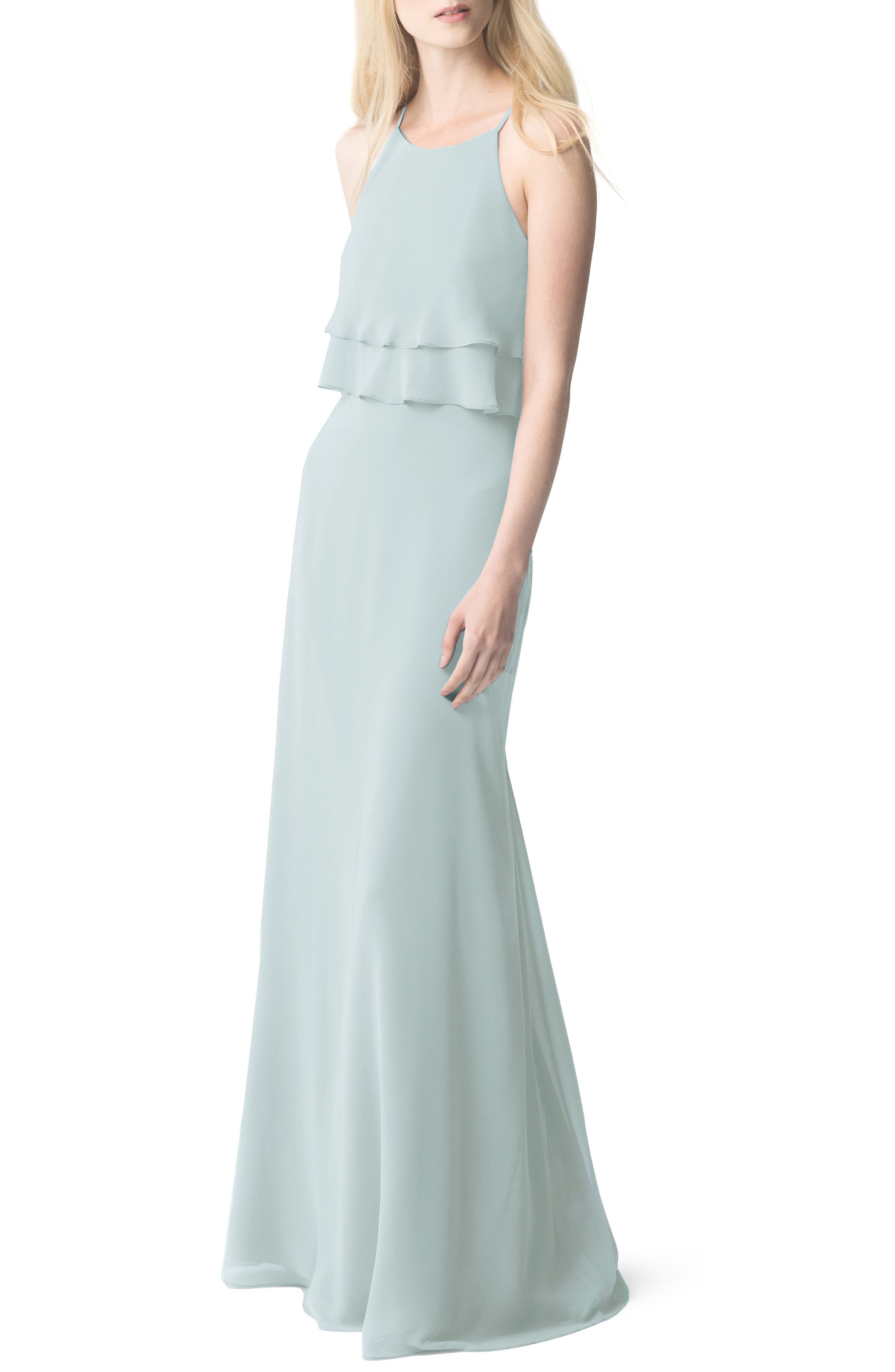 Jenny Yoo Charlie Ruffle Chiffon Gown