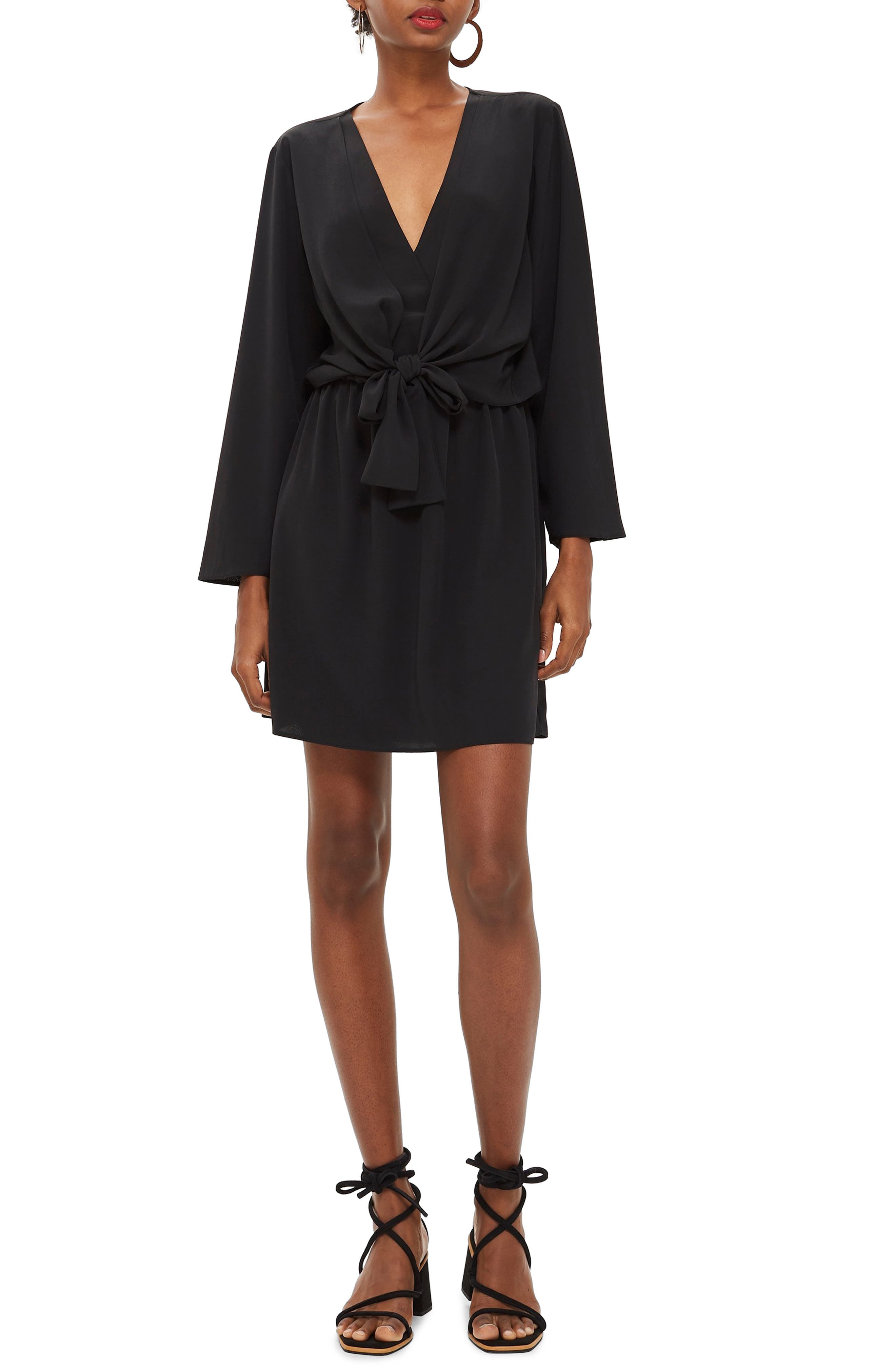 Topshop Tiffany Knot Minidress, US (fits like 2-4) - Black