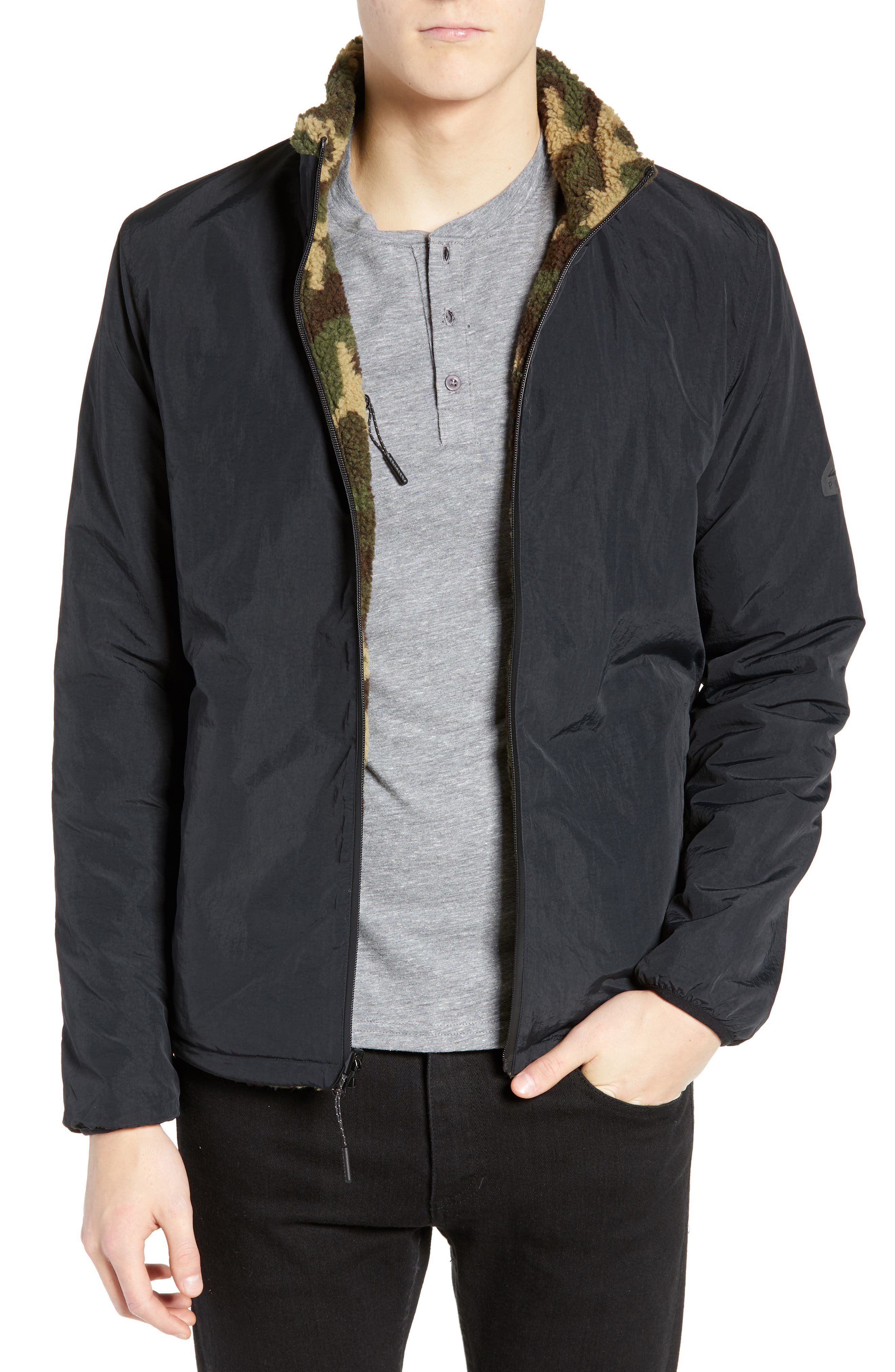 Penfield Karstens Reversible Fleece Zip Jacket, Black