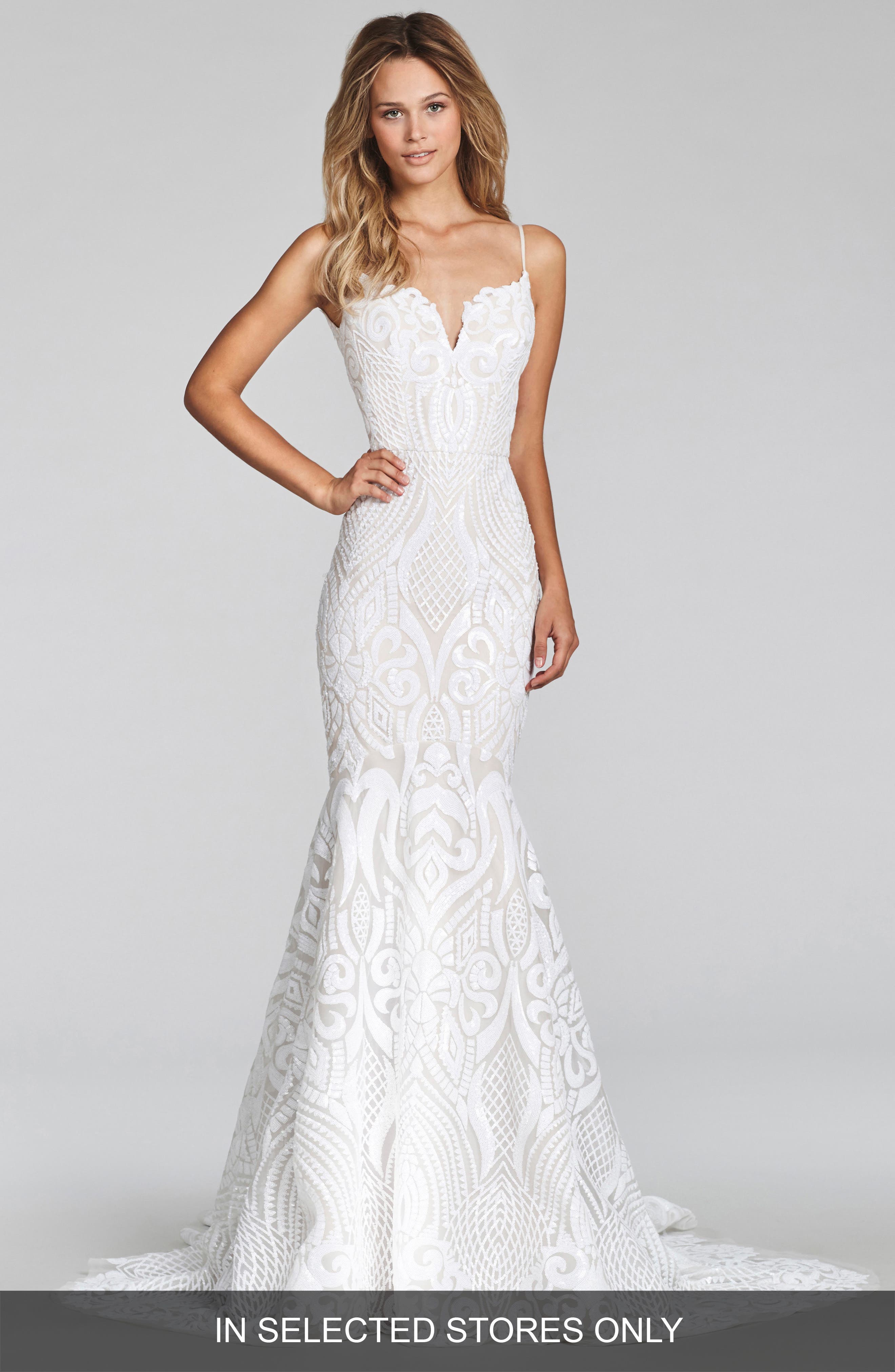 Blush By Hayley Paige West Embellished Trumpet Gown