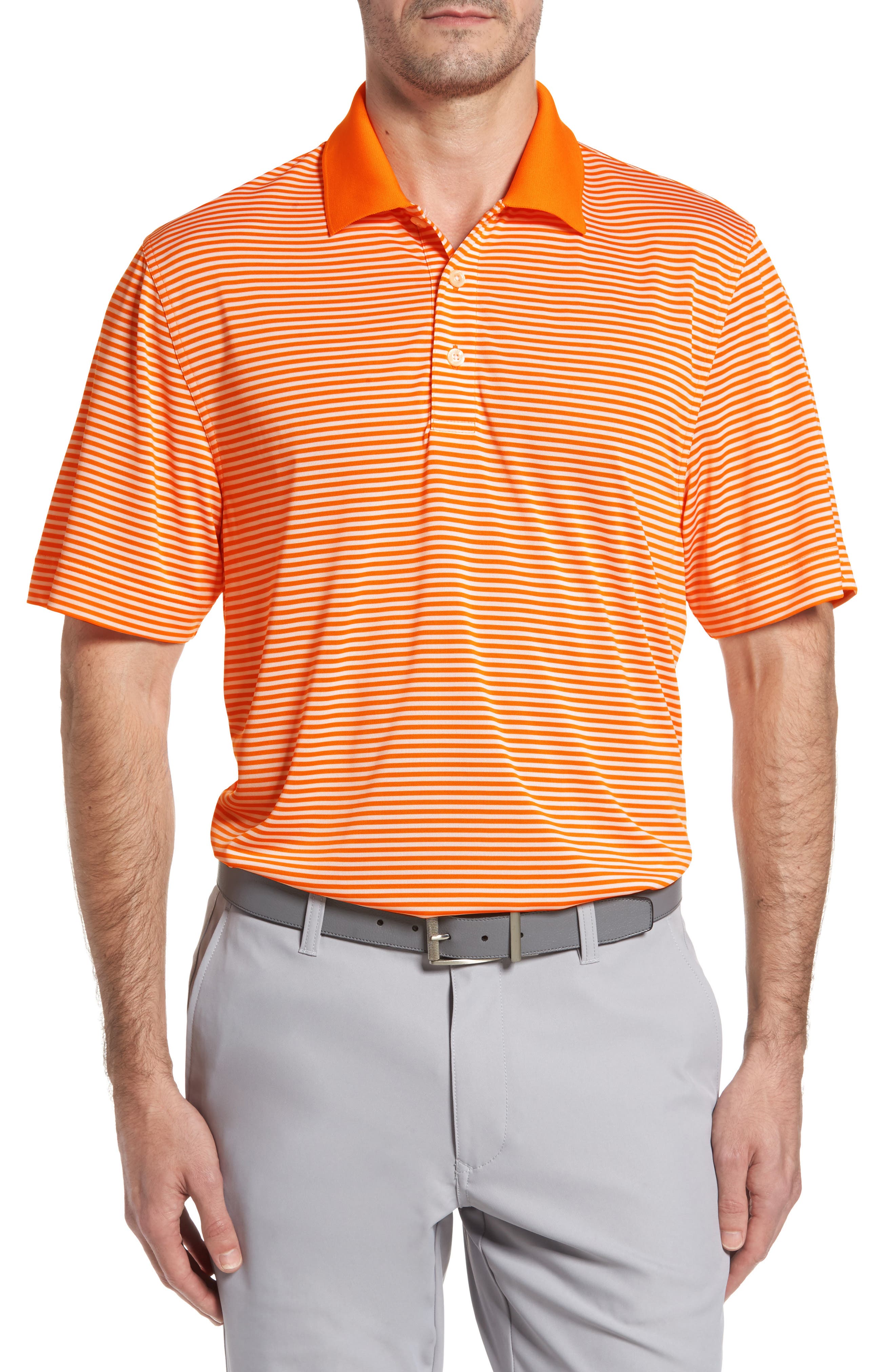 Cutter & Buck Trevor Stripe Drytec Polo, Orange