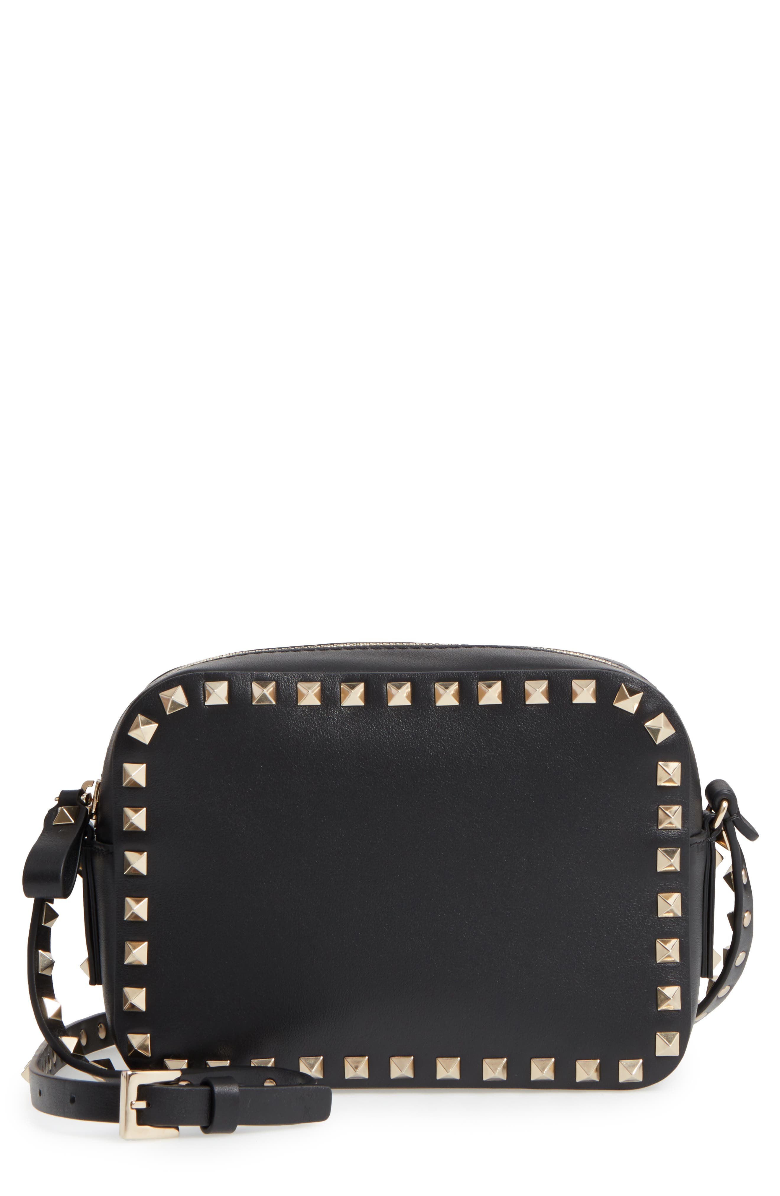 VALENTINO GARAVANI 'Rockstud' Calfskin Leather Camera Crossbody Bag