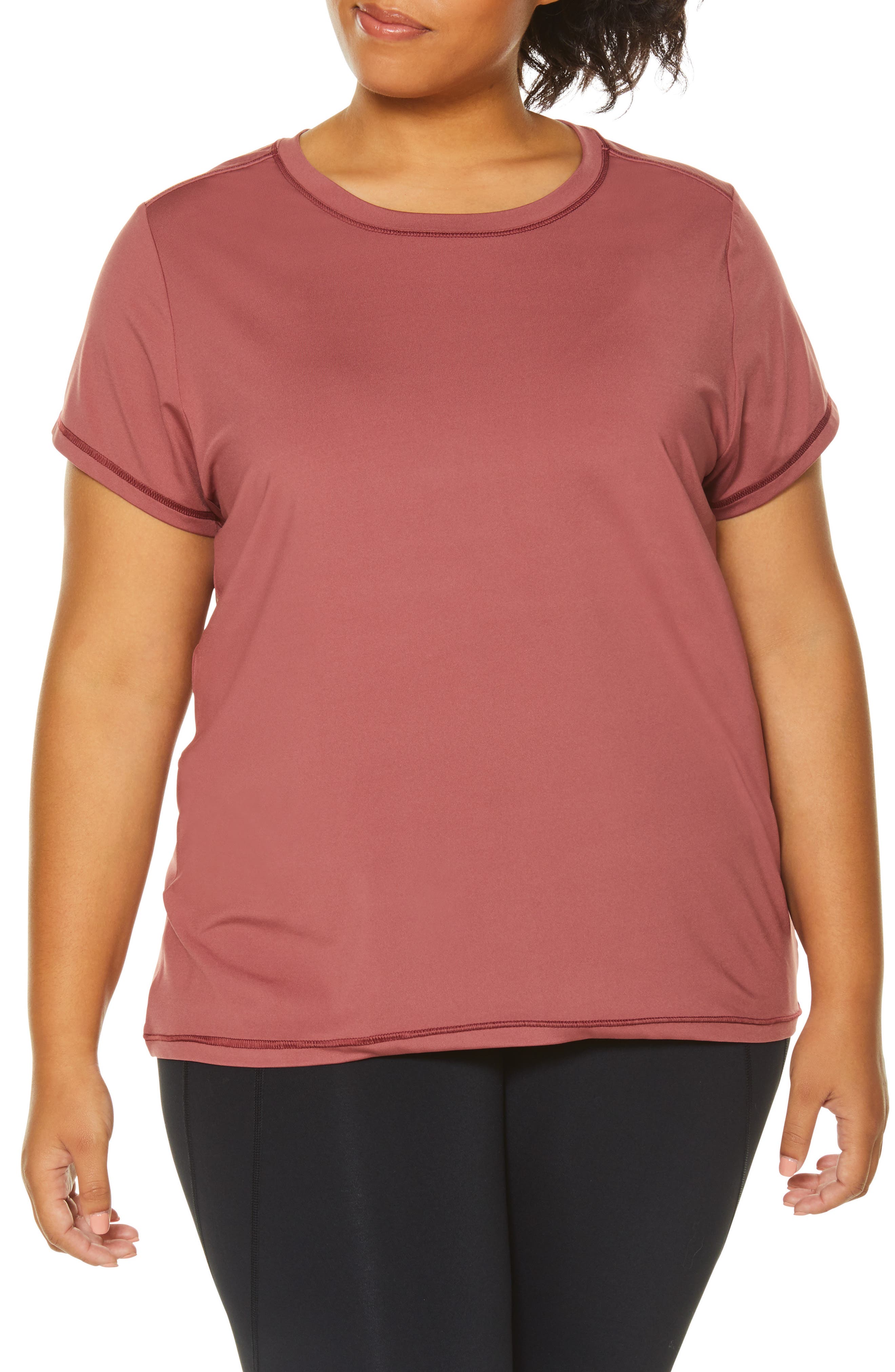 Plus Size Shape Activewear Wishbone Tee, Burgundy