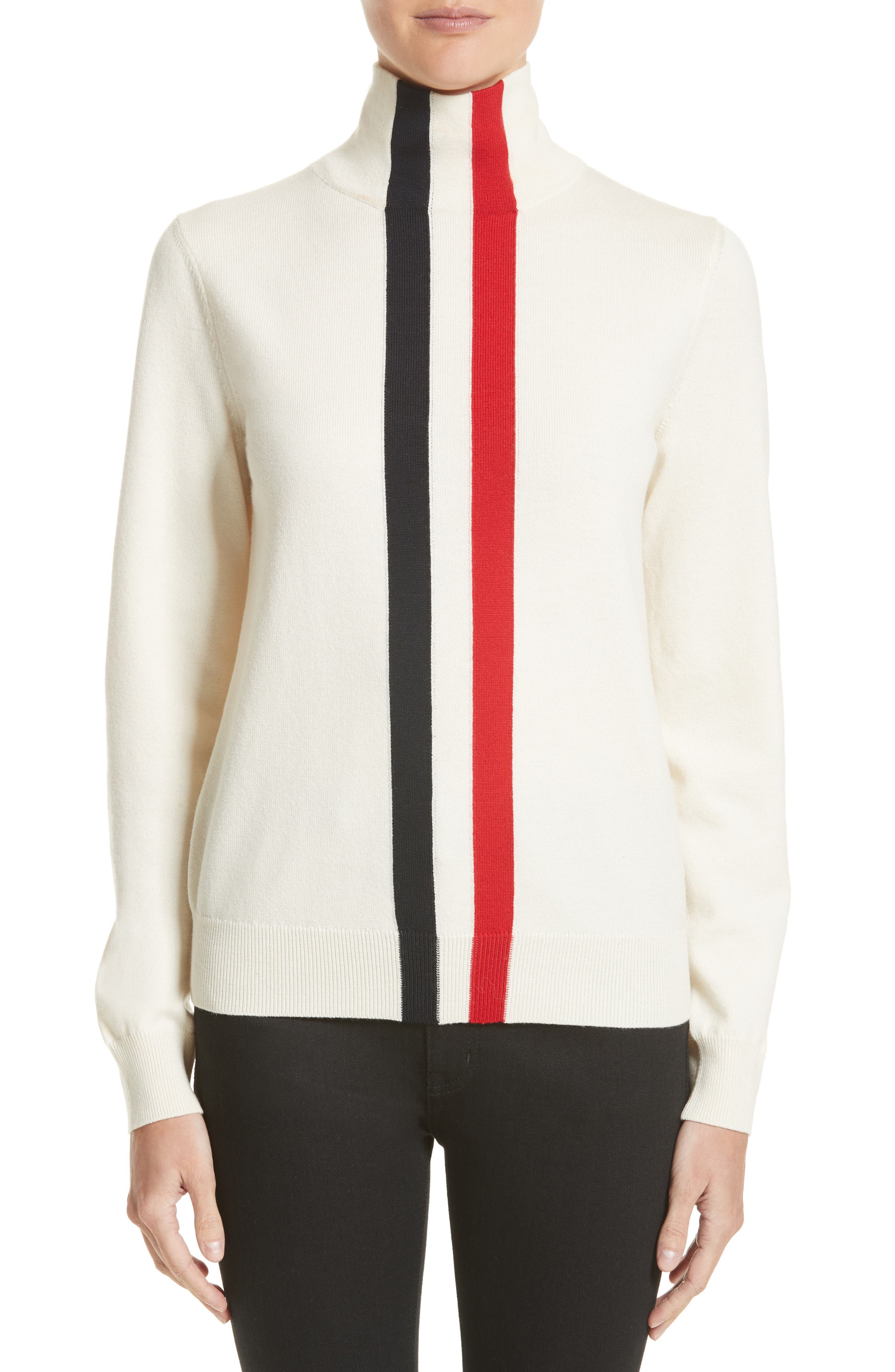 Moncler Ciclista Tricot Knit Sweater, Ivory