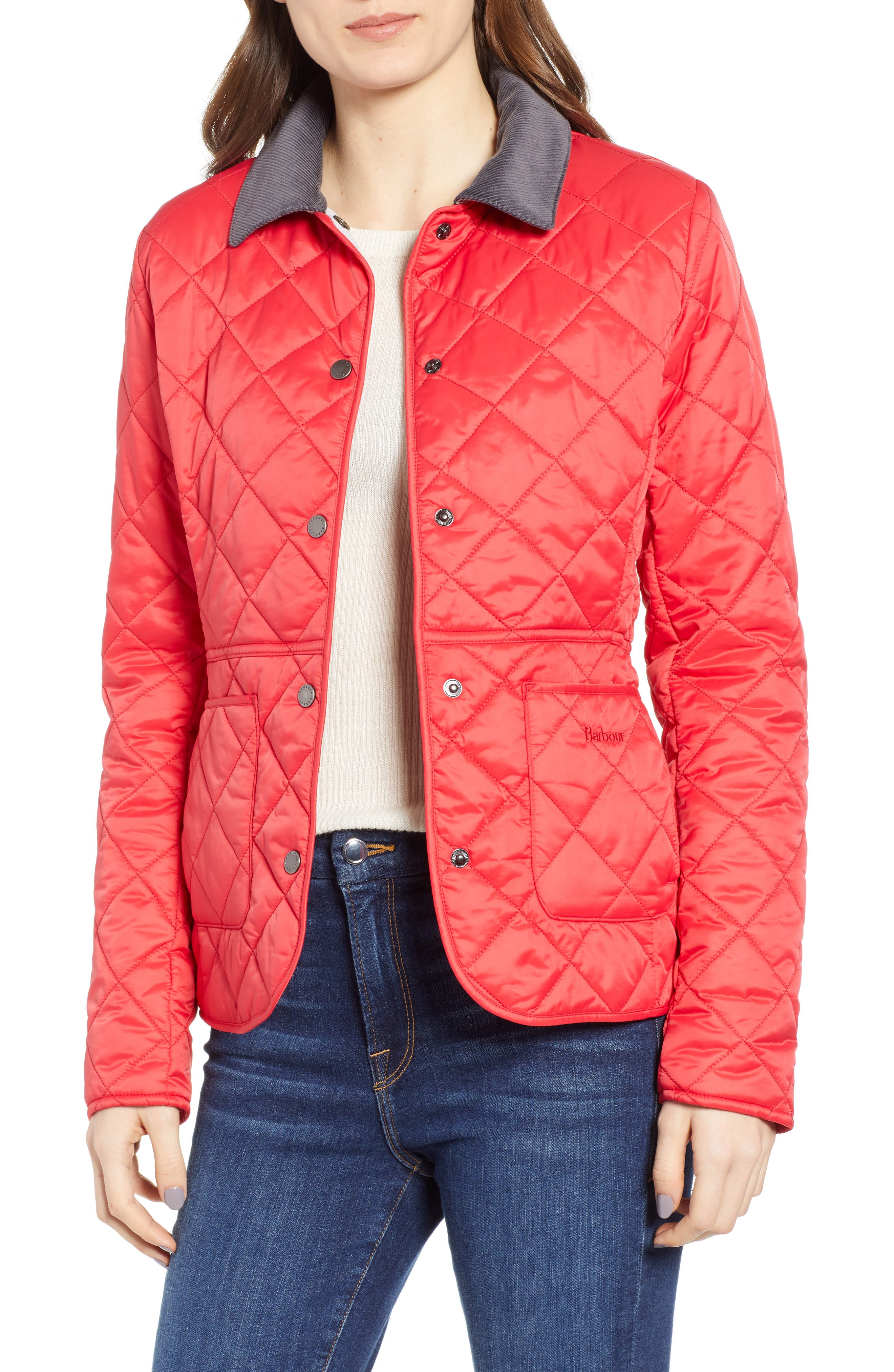 Barbour Deveron Quilted Jacket, US / 14 UK - Red