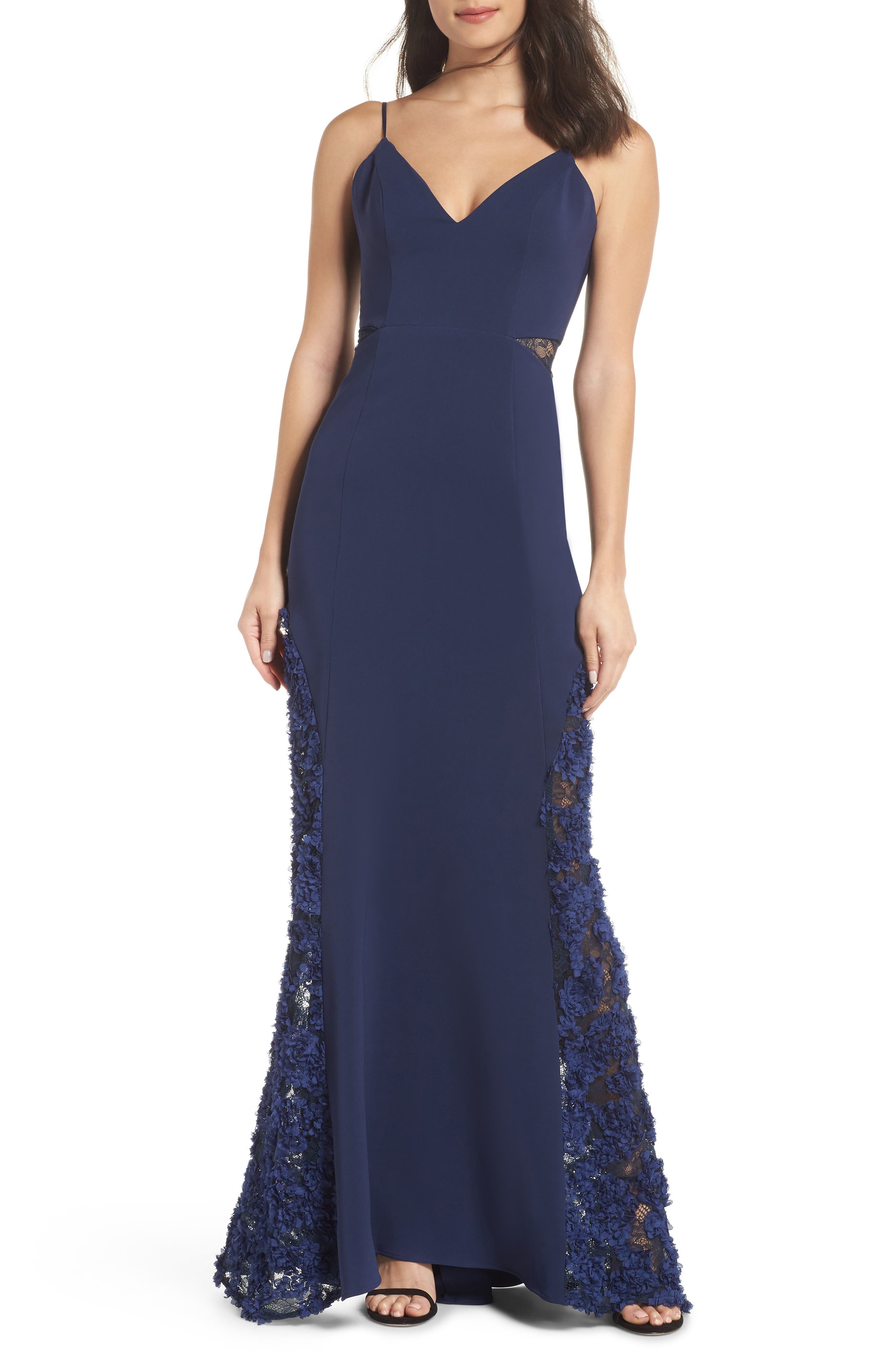 Maria Bianca Nero Shannon Lace Inset Gown, Blue