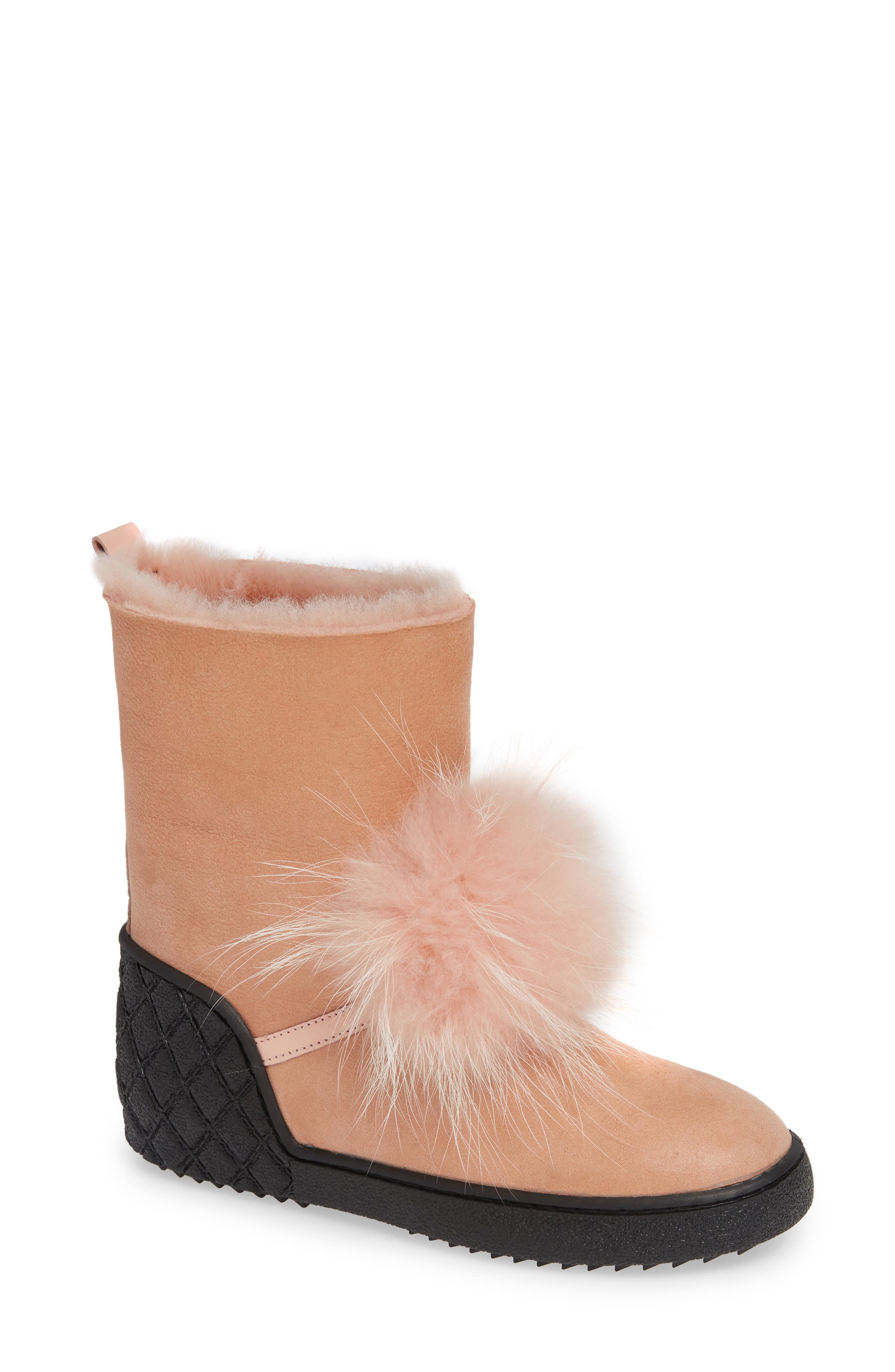 Sheridan Mia Toto Genuine Fox Fur Bootie, Pink