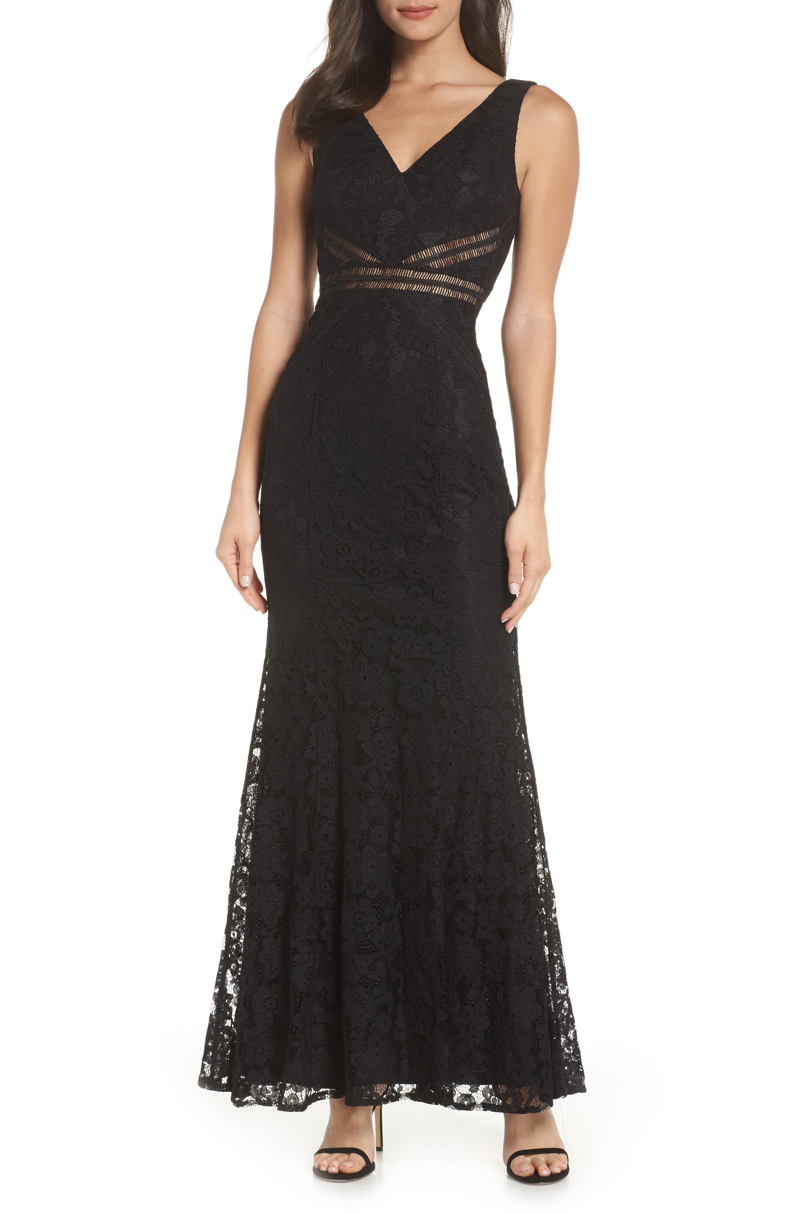 Lulus My Forever Lace Trumpet Gown, Black