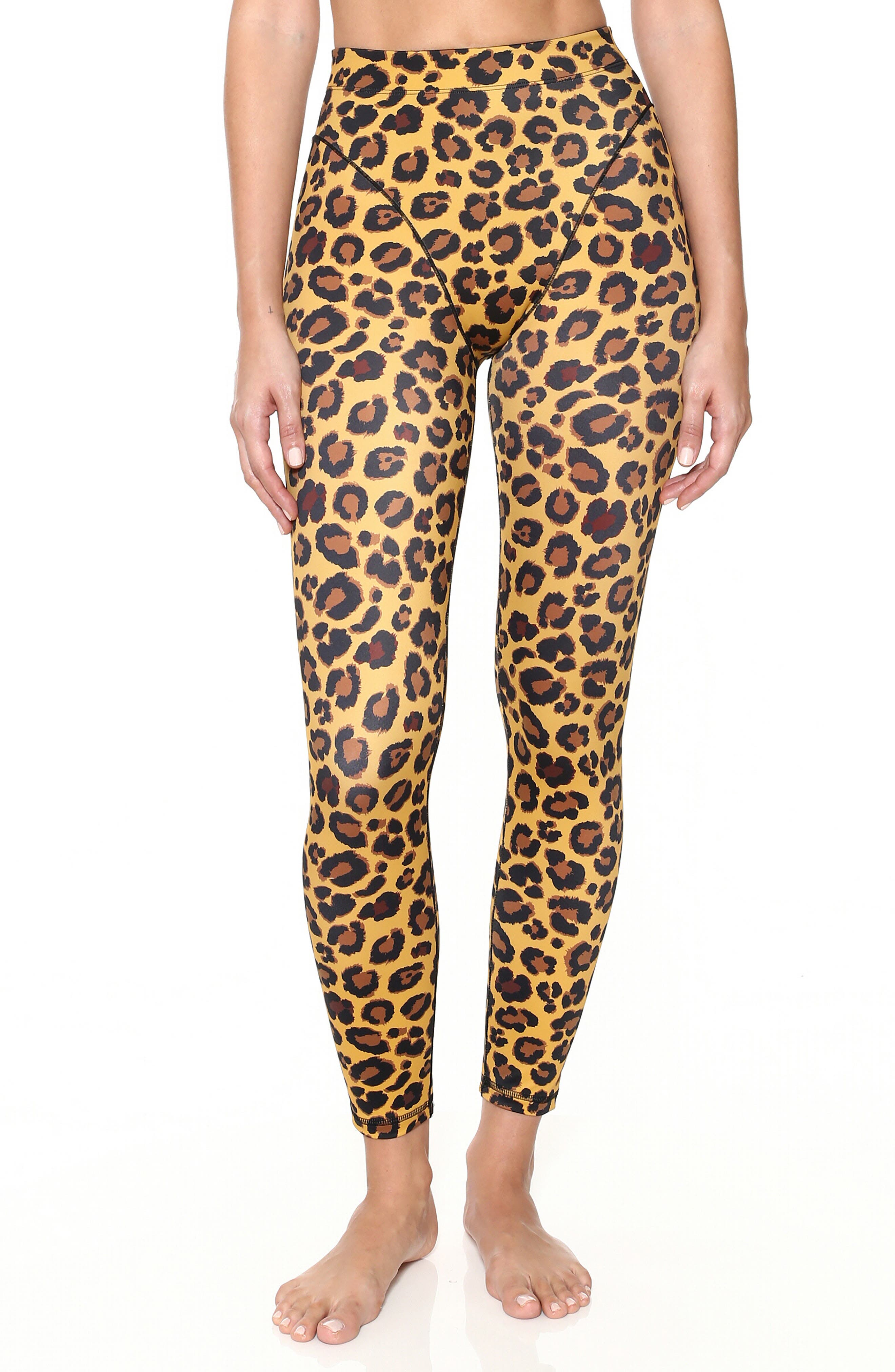 Adam Selman French Cut Leopard Leggings, Brown