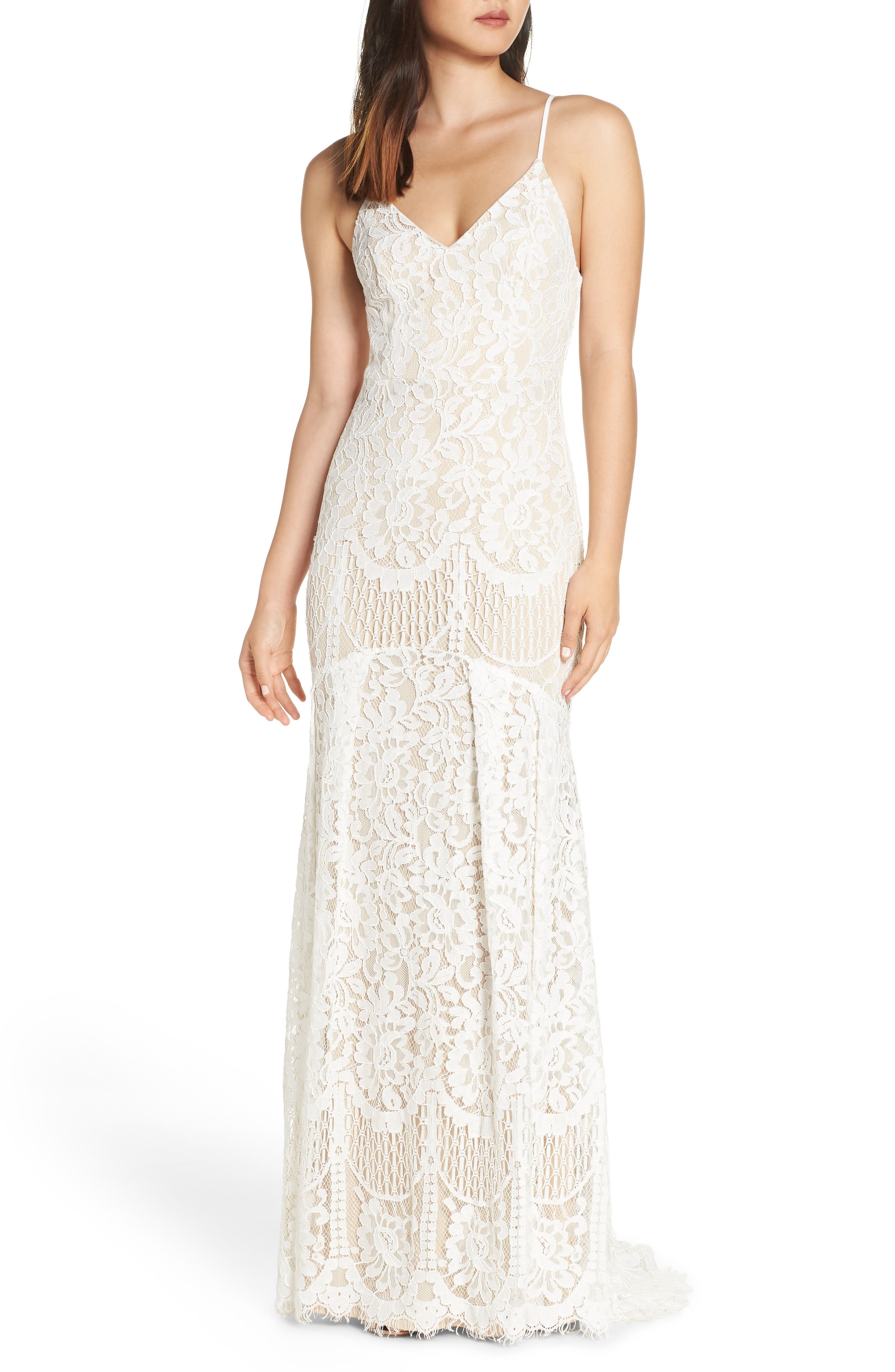 Lulus Flynn Lace Gown With Train, White
