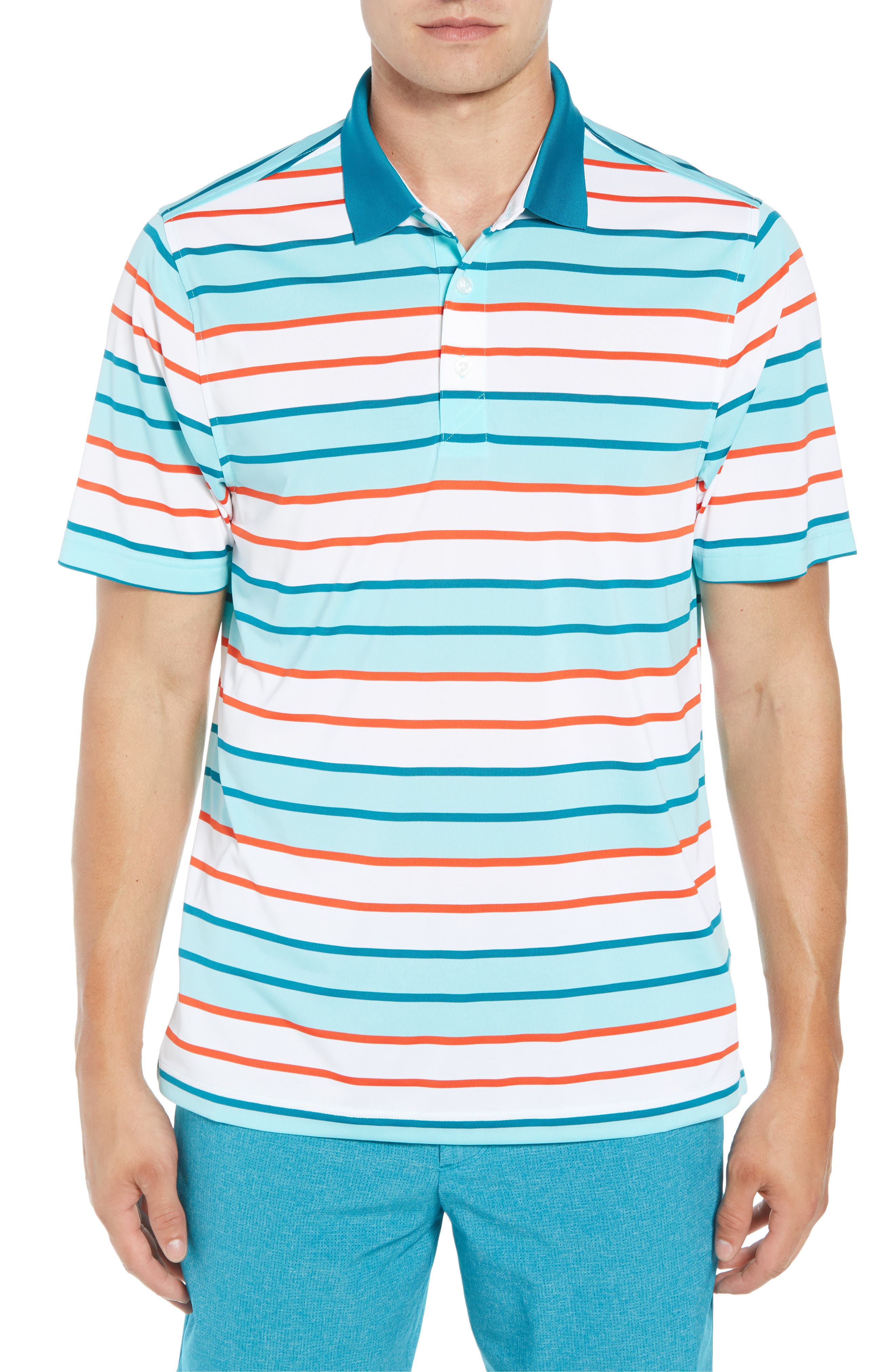 Cutter & Buck Cody Drytec Striped Polo, Blue
