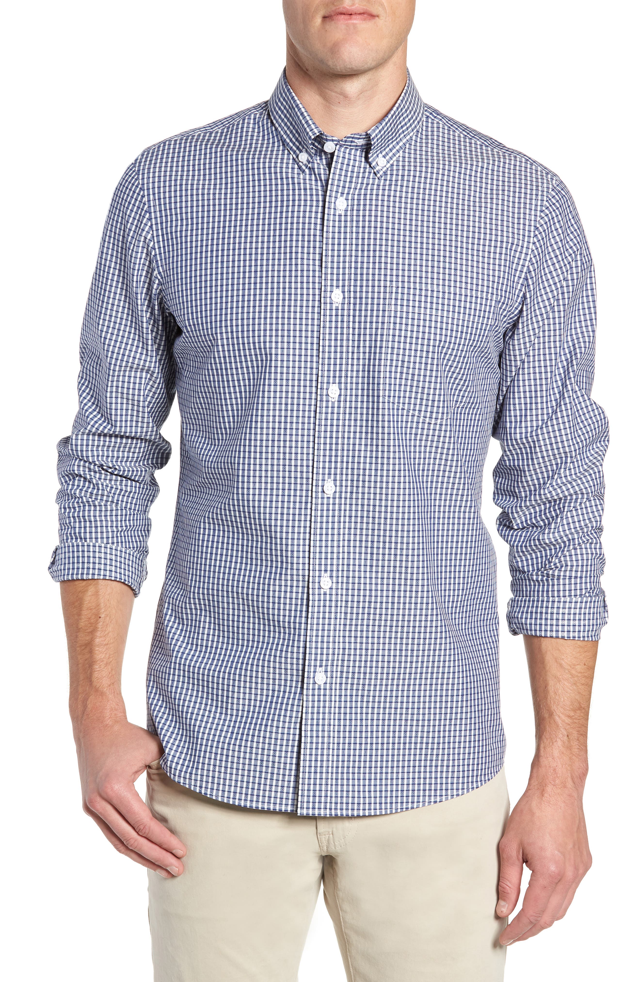 Nordstrom Shop Traditional Fit Jacquard Sport Shirt, Blue