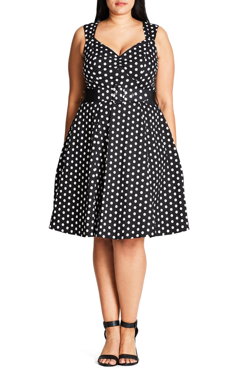 City Chic Pin-Up Belted Spot Print Dress (Plus Size) | Nordstrom