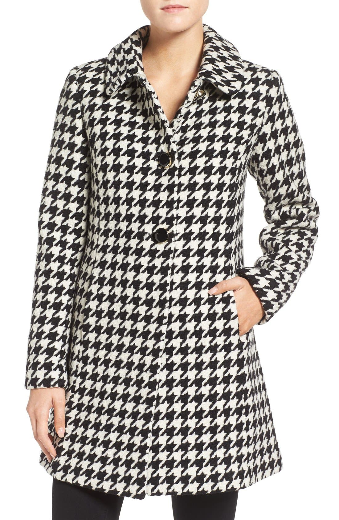 Kate Spade New York Houndstooth Wool Blend Coat | Nordstrom