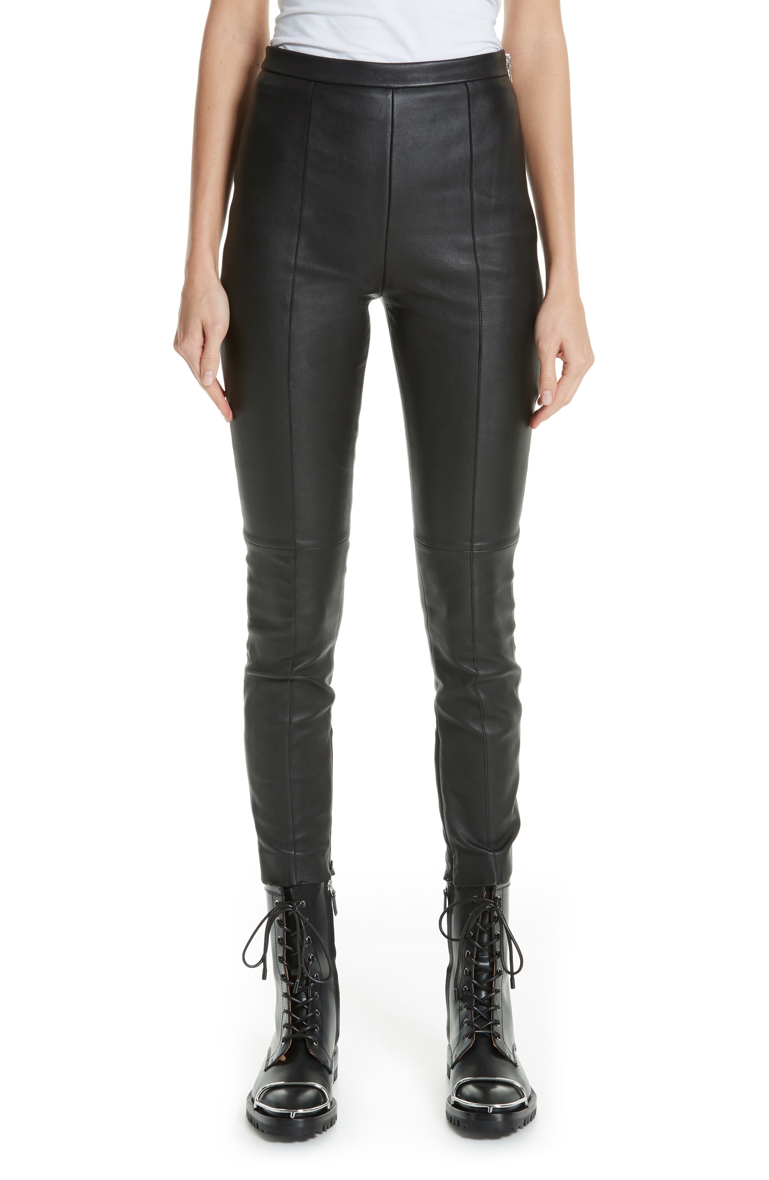 Alexander Wang Leather Leggings, Black