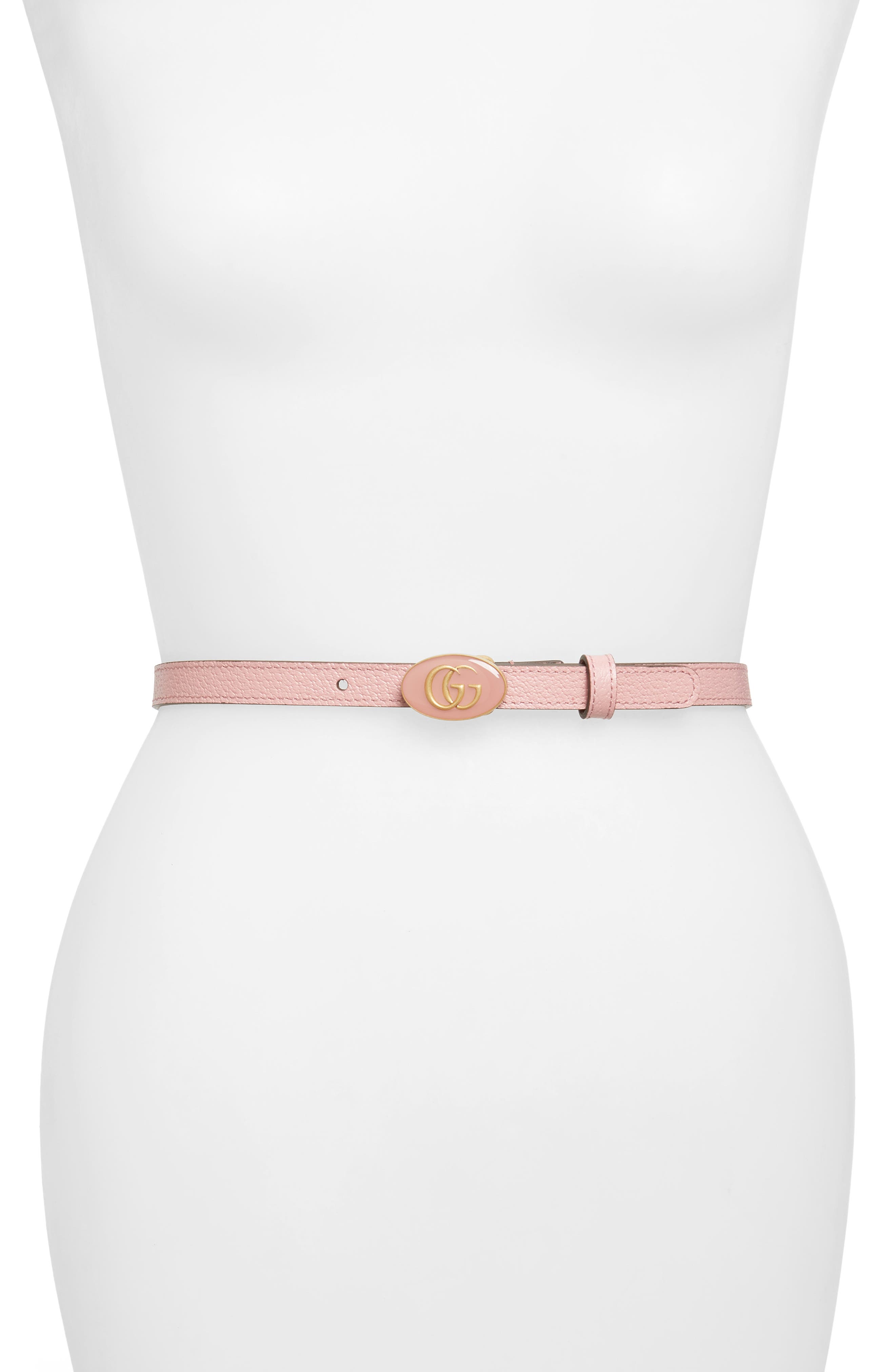 Gucci Ophidia Double-G Leather Belt, Antique Rose