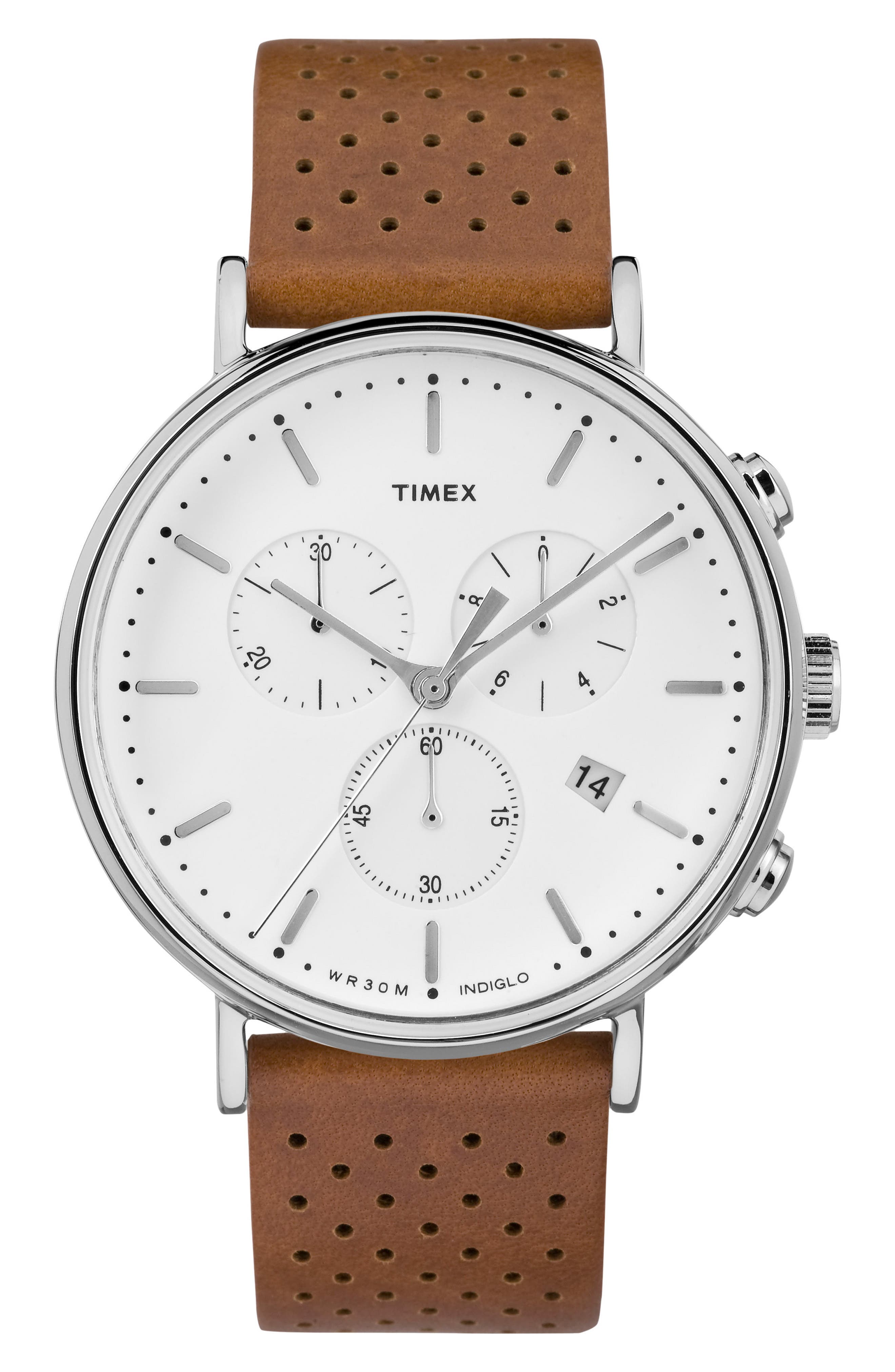 Timex Fairfield Chronograph Leather Strap Watch, 41Mm