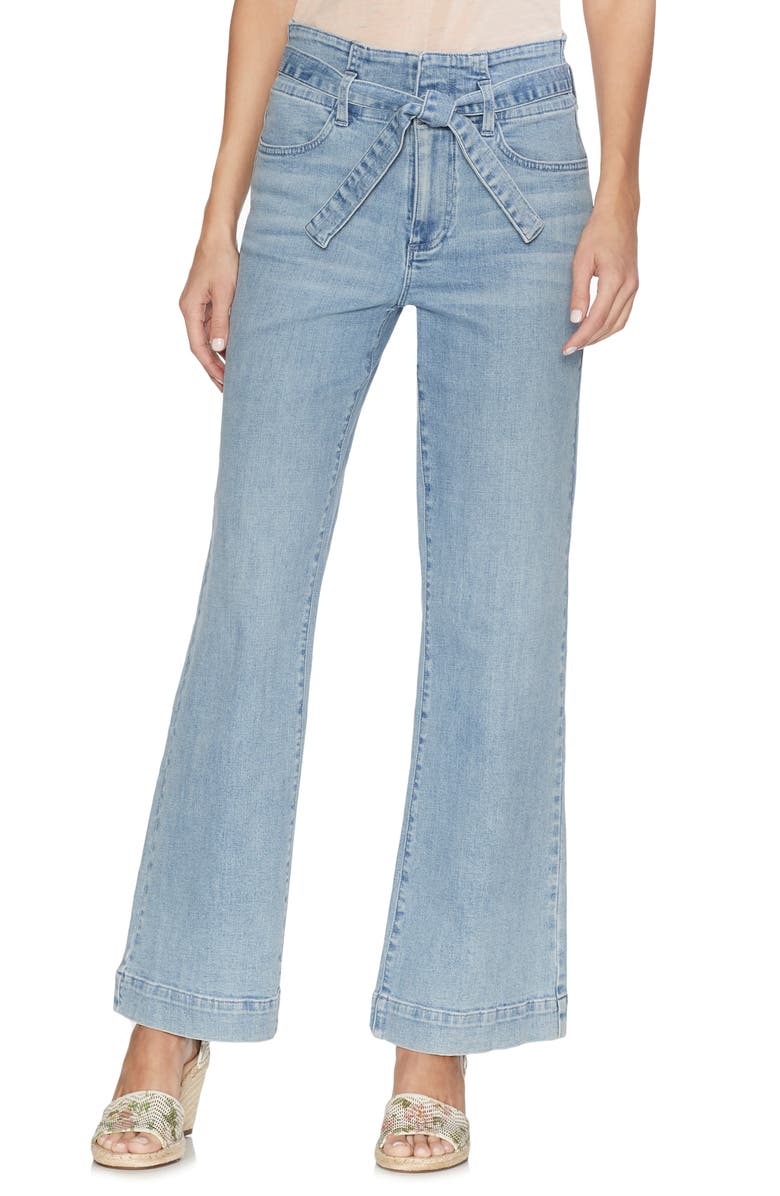 VINCE CAMUTO Belted Wide-Leg Jeans, Main, color, OASIS BLUE
