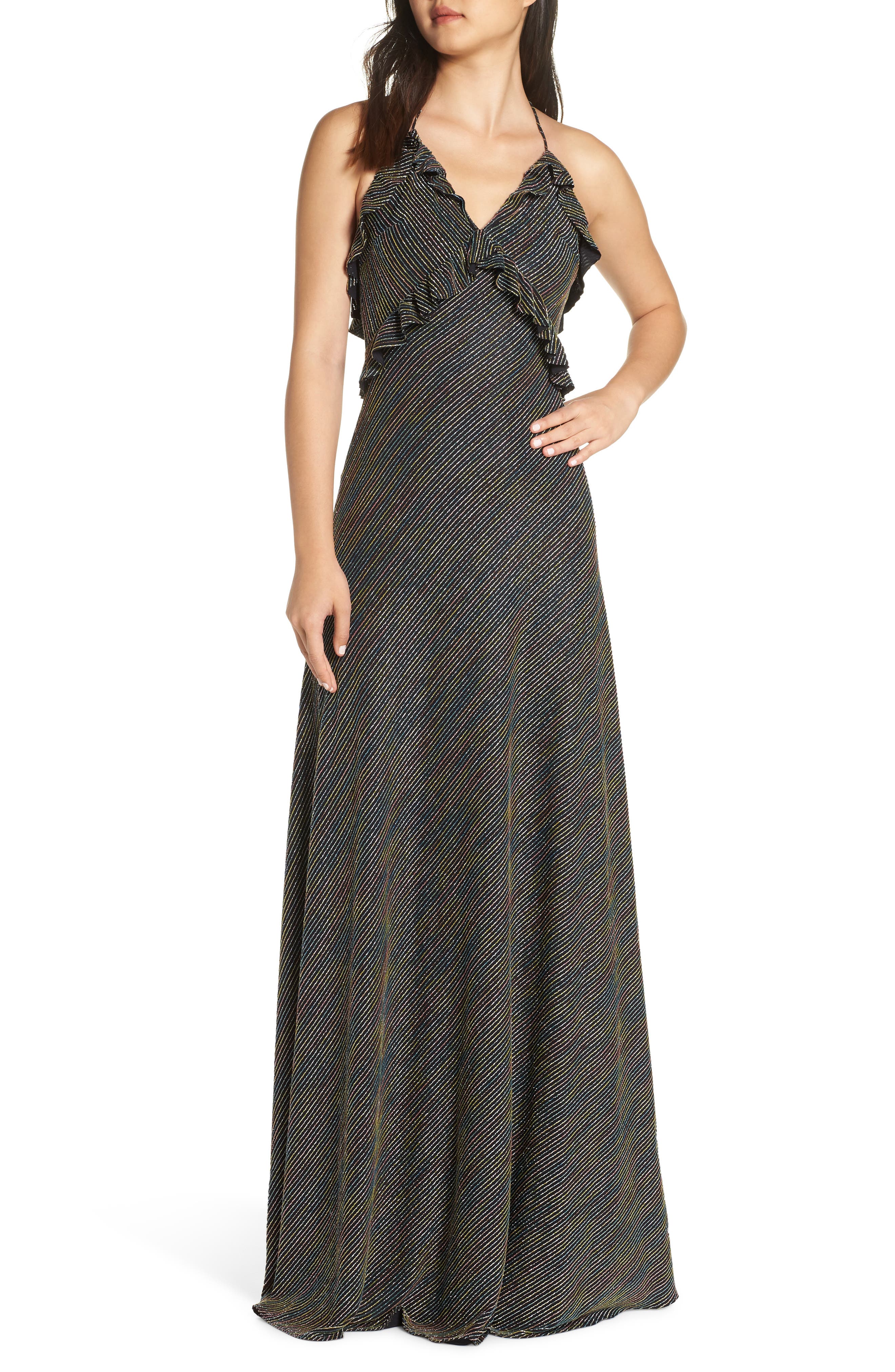 Jill Jill Stuart Marjan Metallic Knit Gown, Grey