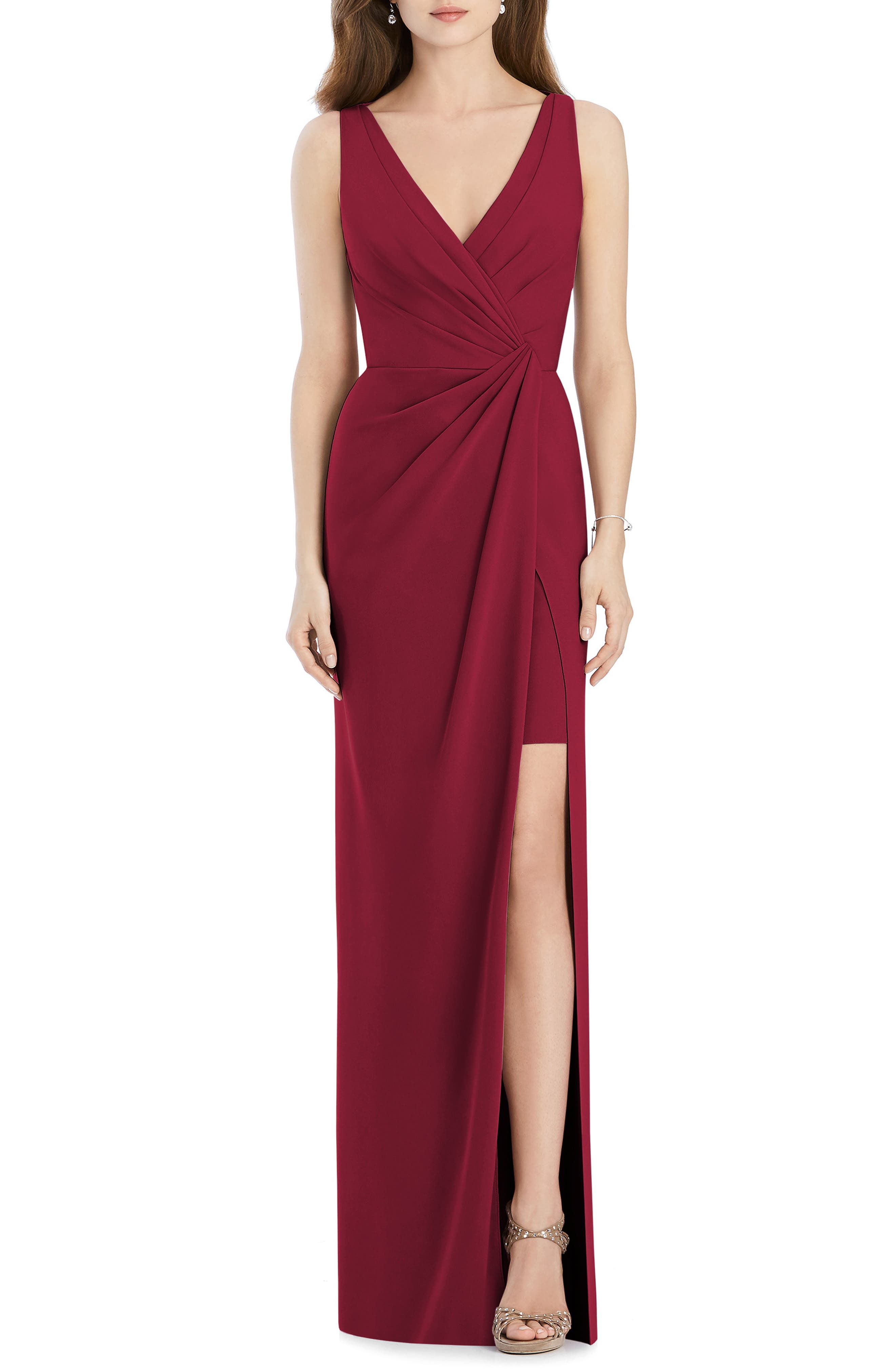Jenny Packham Crepe Column Gown, Burgundy