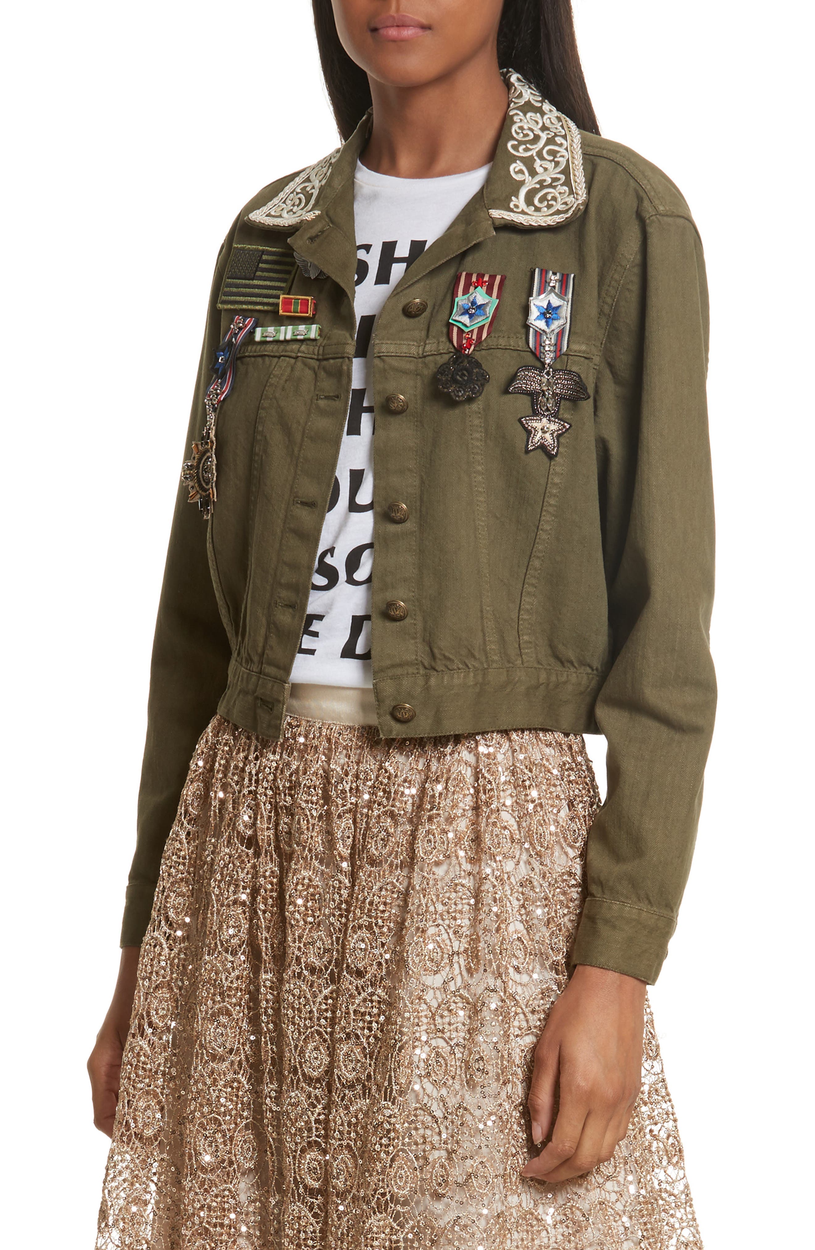Alice + Olivia Chloe Embellished Crop Military Jacket Nordstrom