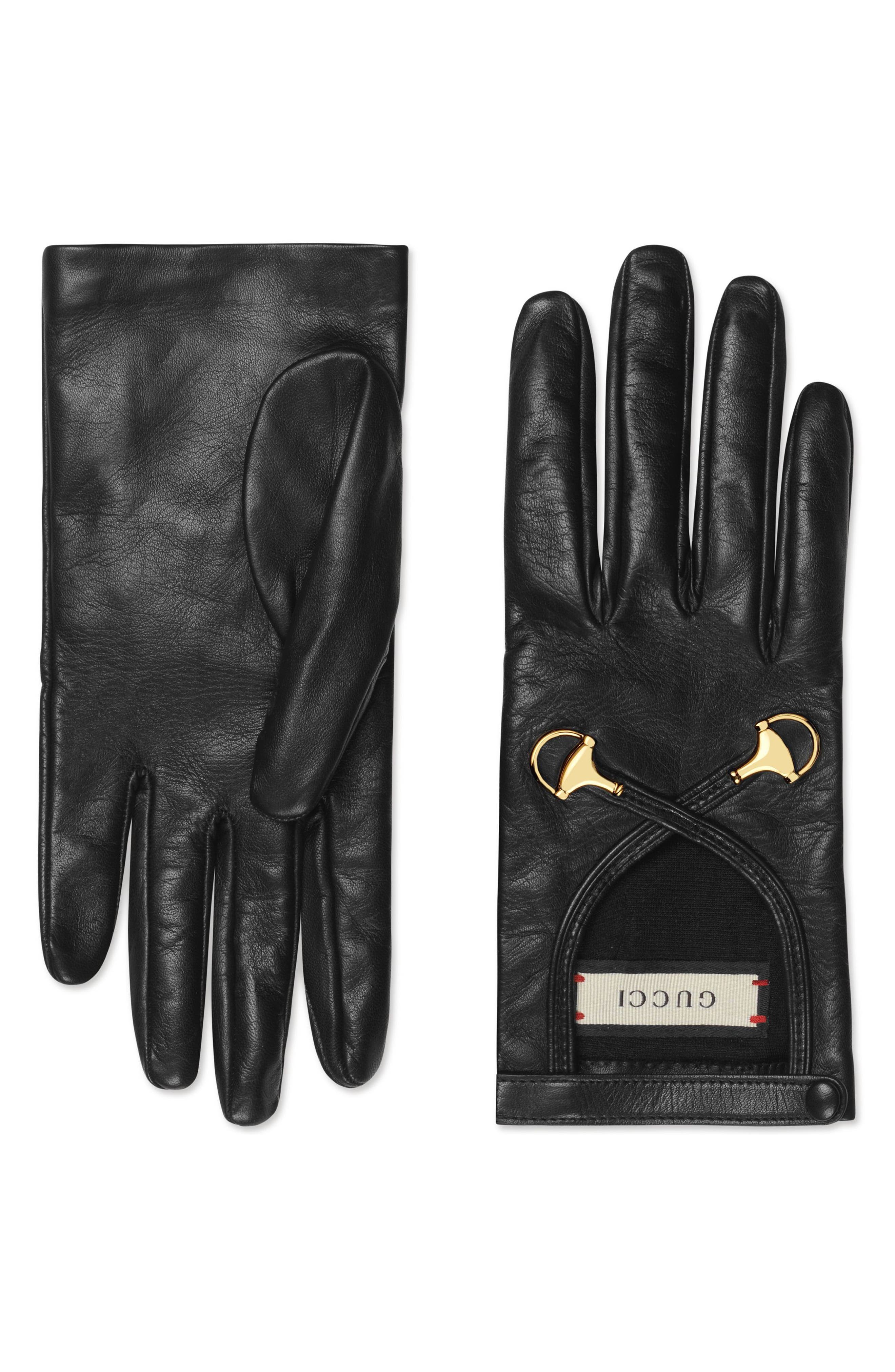 Gucci Horsebit Nappa Leather Gloves - Black