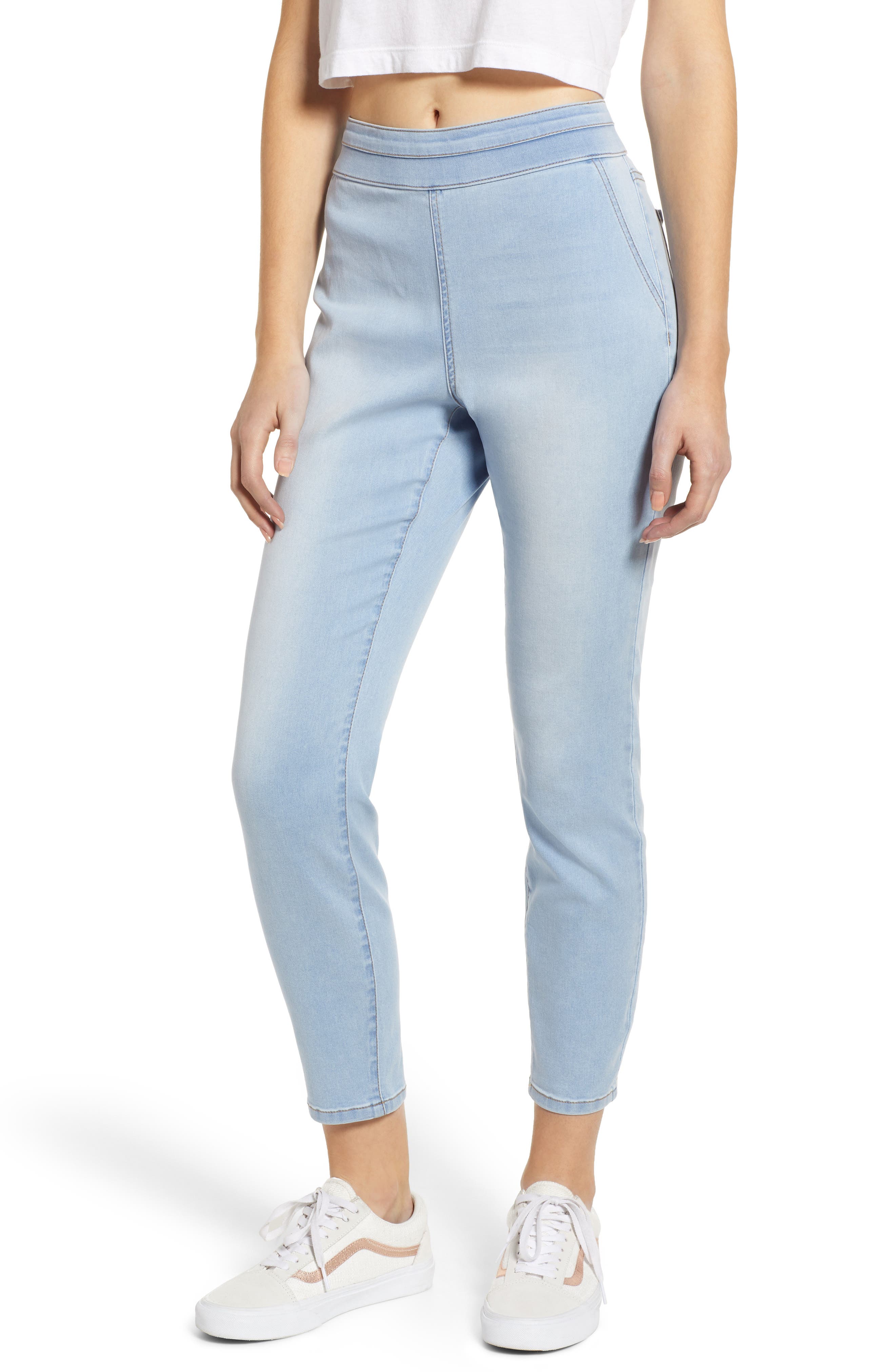 Tinsel High Waist Denim Leggings, Blue