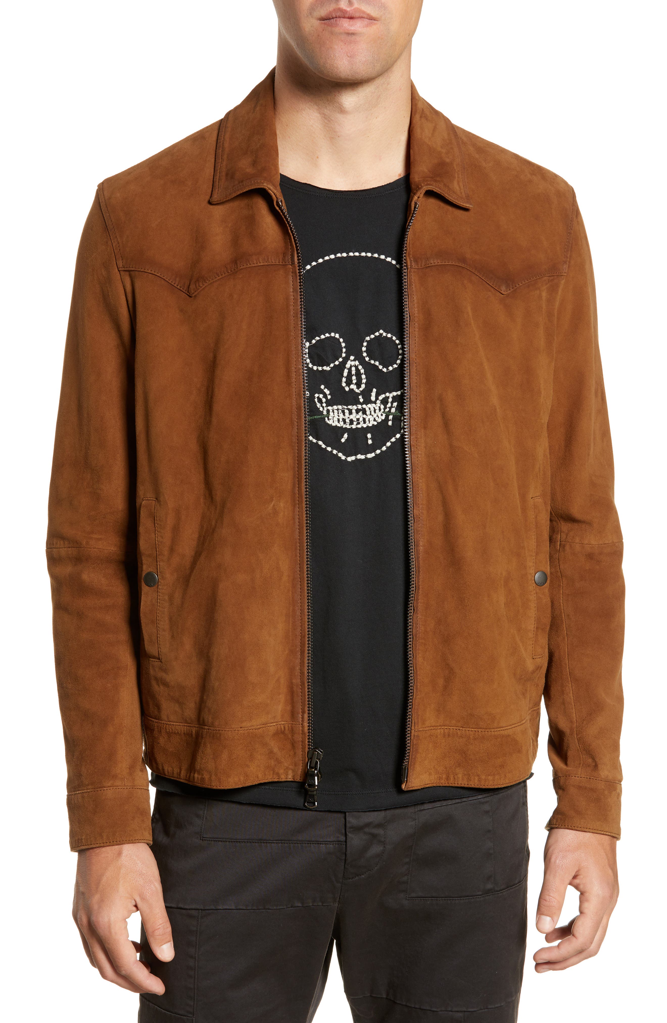 John Varvatos Star Usa Kingston Suede Jacket, Brown