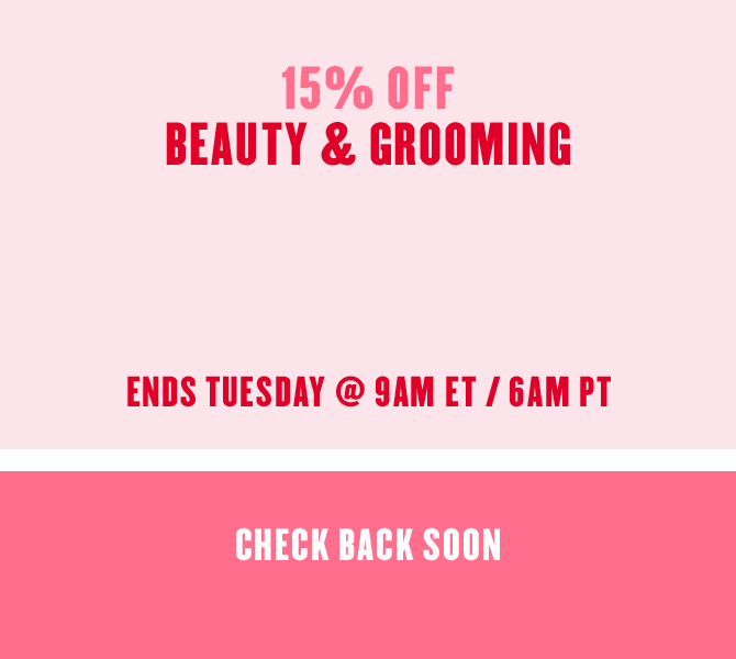 15% off beauty and grooming.