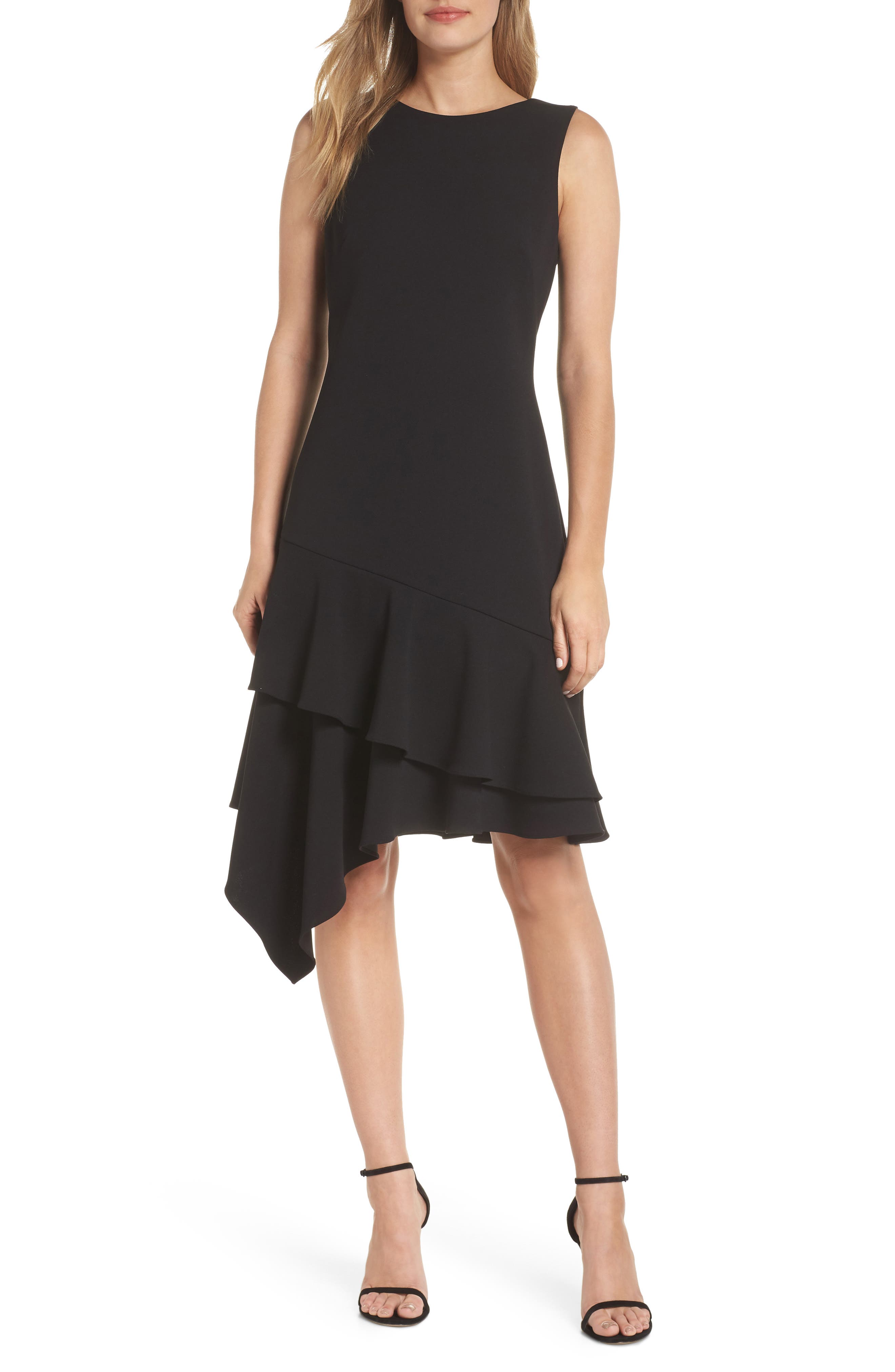 Vince Camuto Asymmetrical Ruffle Hem Cocktail Dress