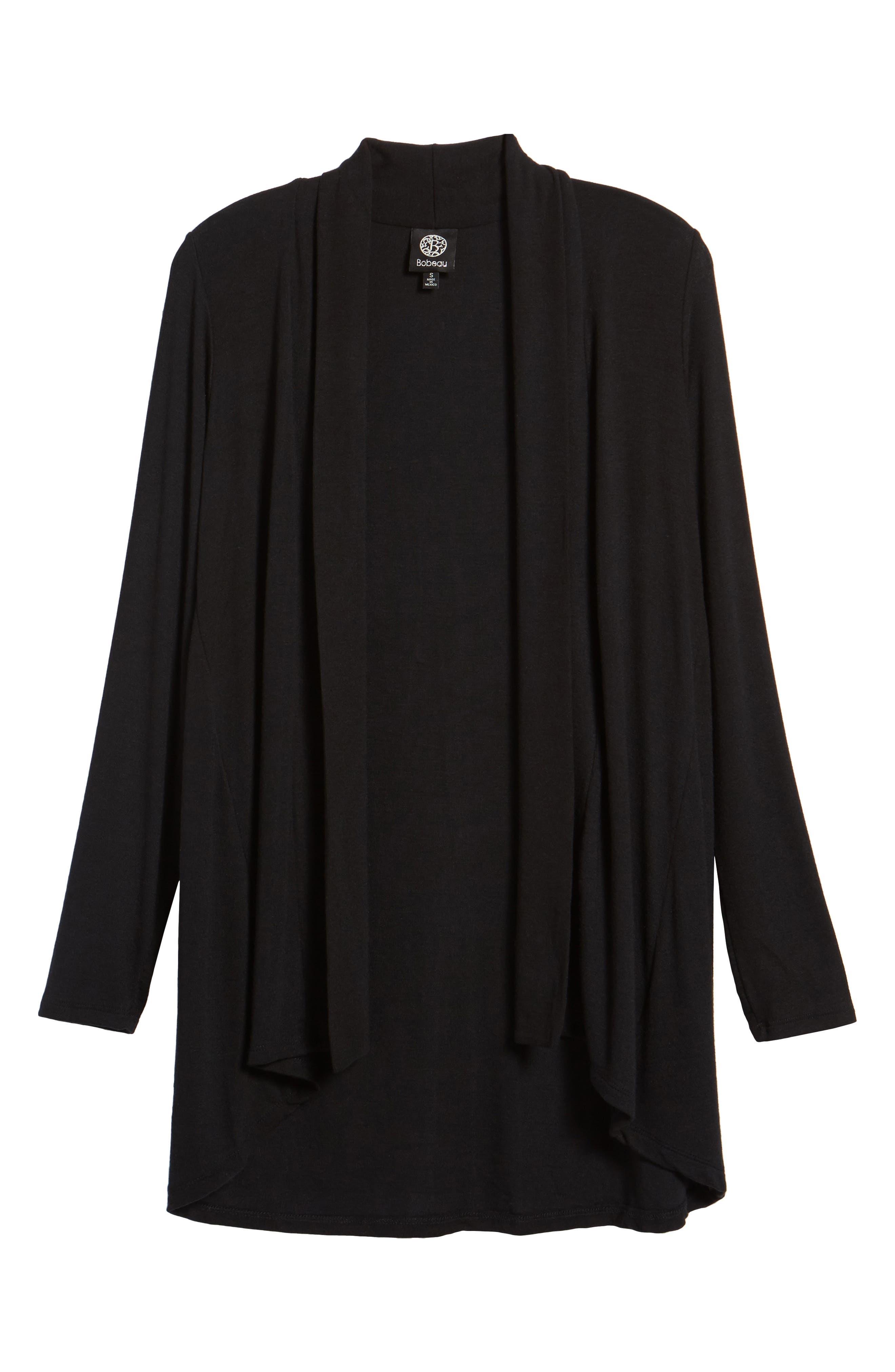 Bobeau High/low Jersey Cardigan, Black