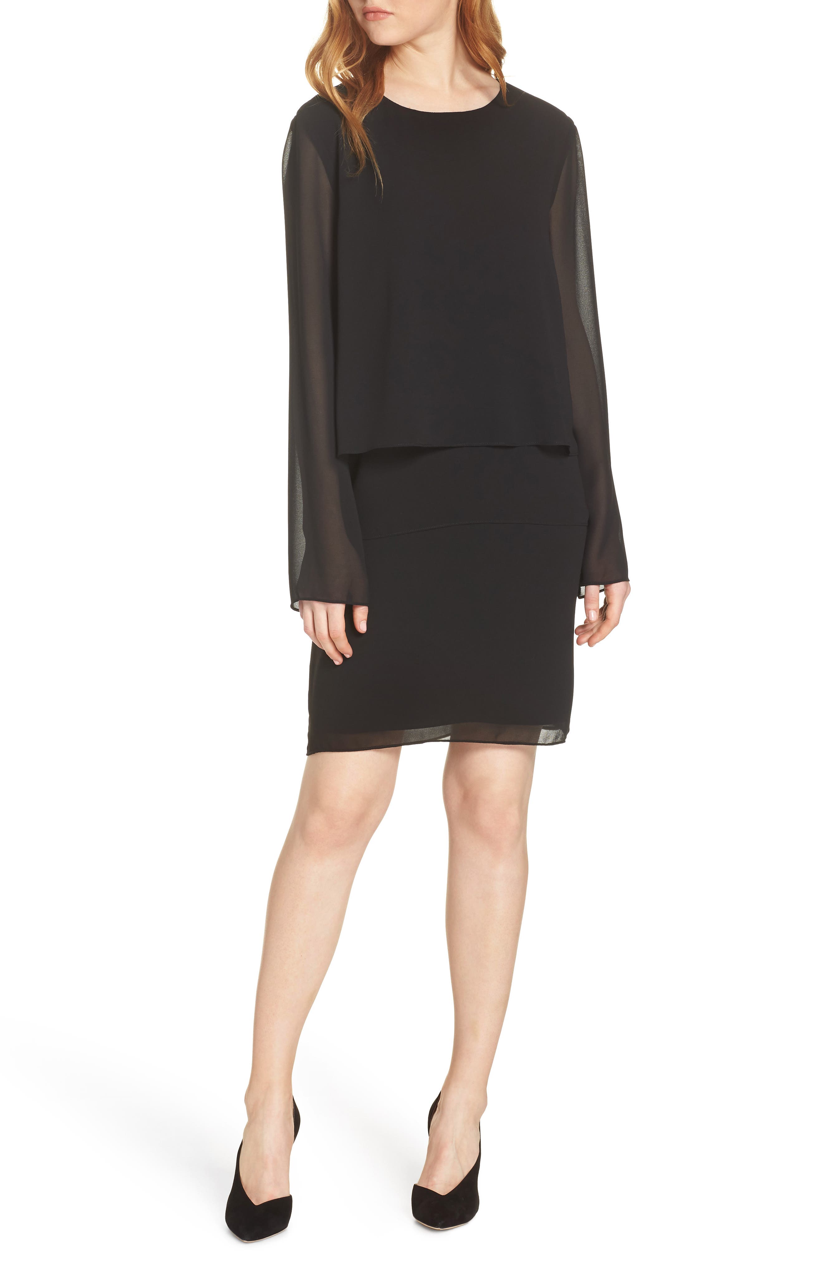 Charles Henry Layered Popover Chiffon Dress