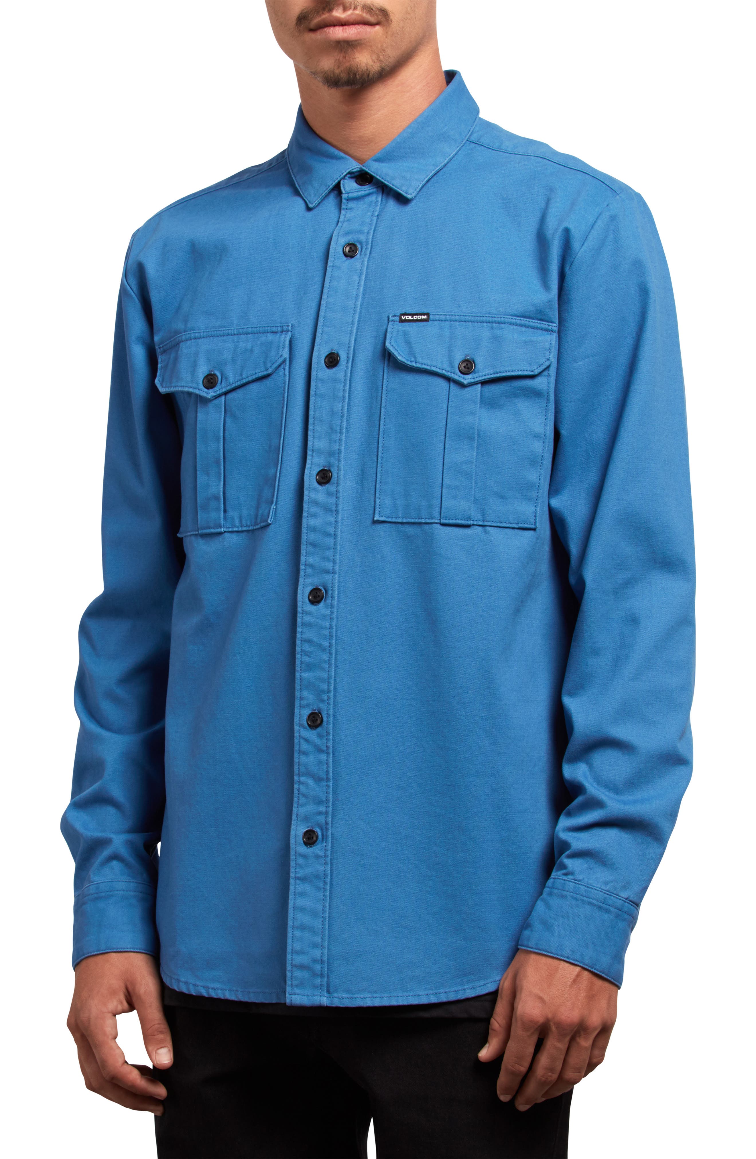 Volcom Huckster Heavyweight Sport Shirt, Blue