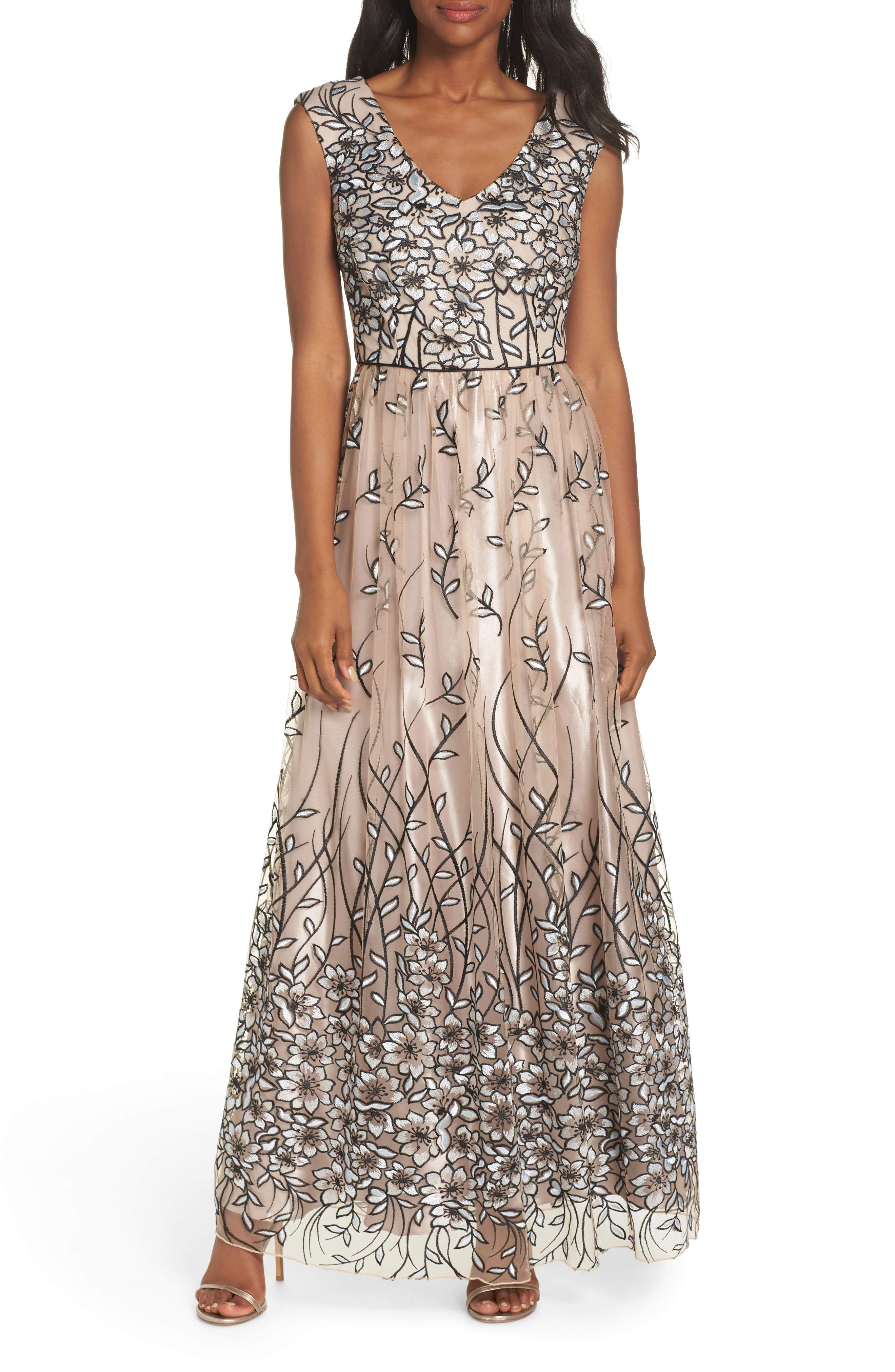 Alex Evenings Sleeveless Embroidered Gown