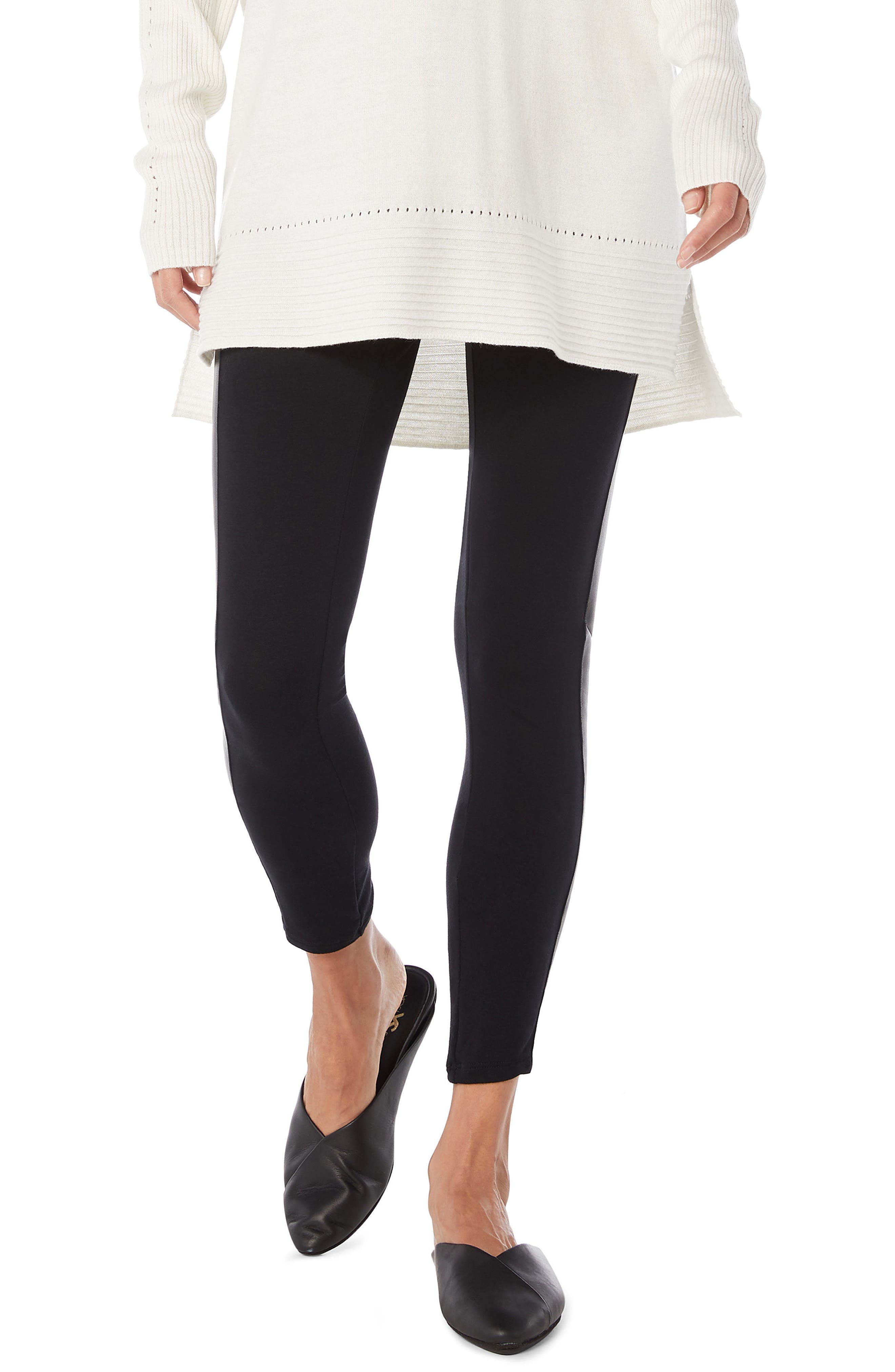 Michael Stars Tuxedo Stripe Leggings, Black