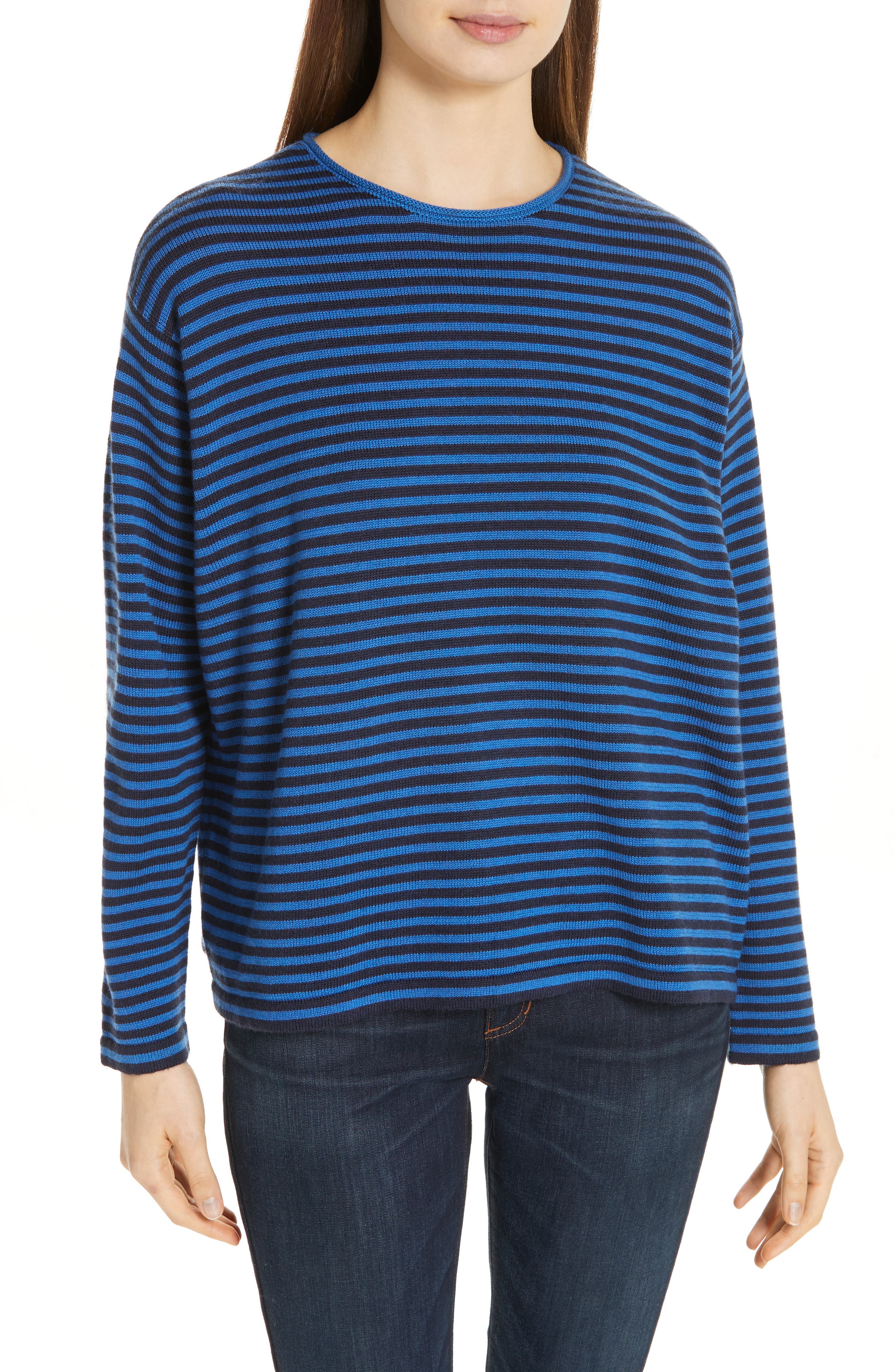 Plus Size Eileen Fisher Merino Wool Sweater, Blue