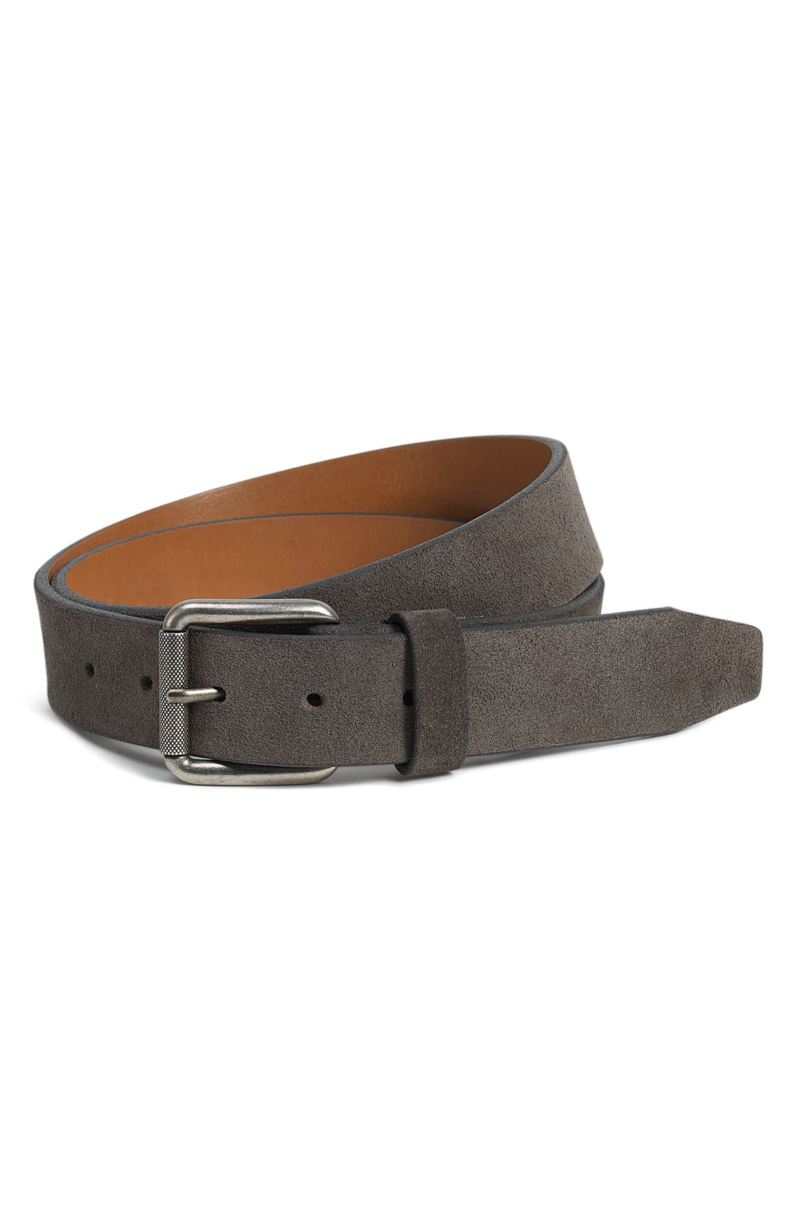 Trask Cash Suede Belt, Grey