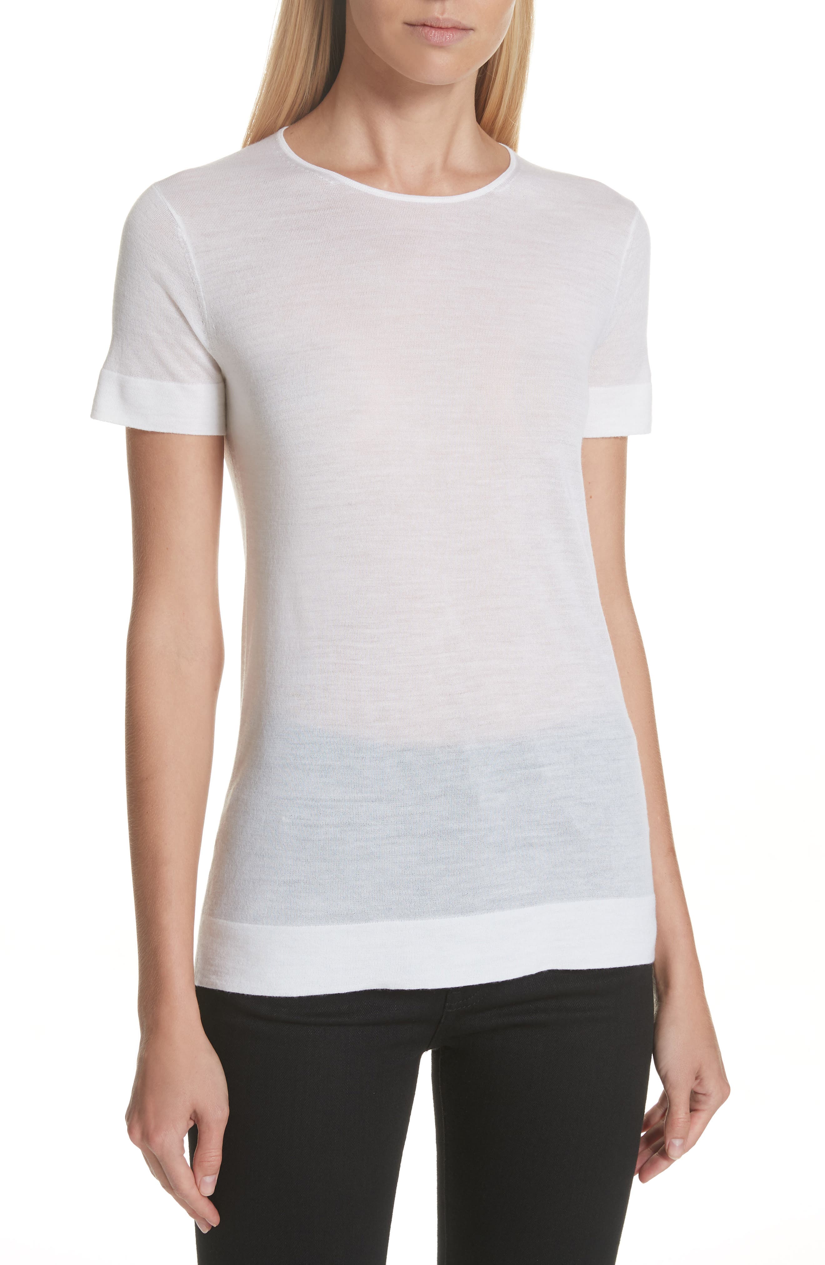 Grey Jason Wu Featherweight Merino Wool Top, White