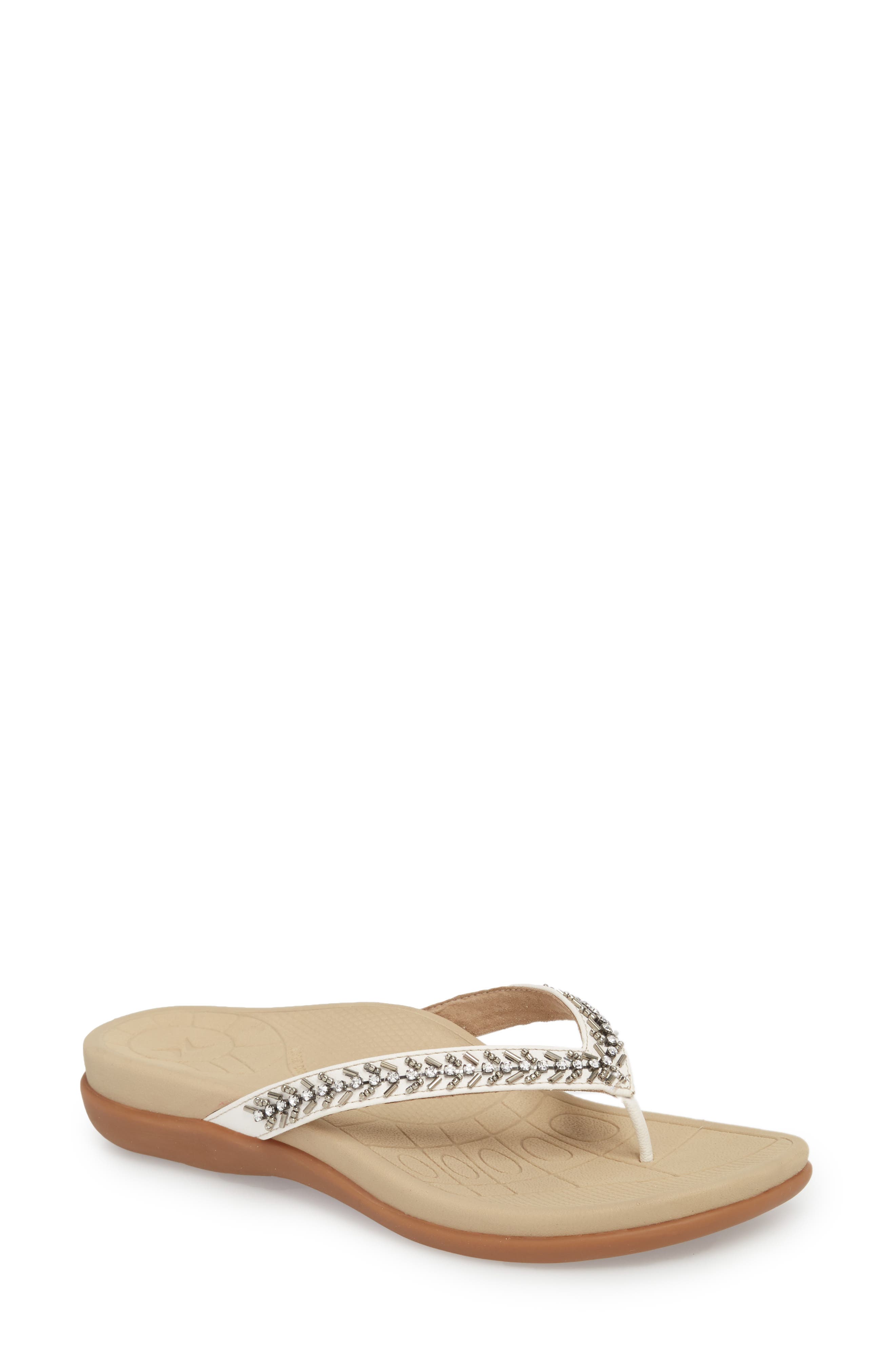 Aetrex Jules Crystal Embellished Water Friendly Flip-Flop, Beige