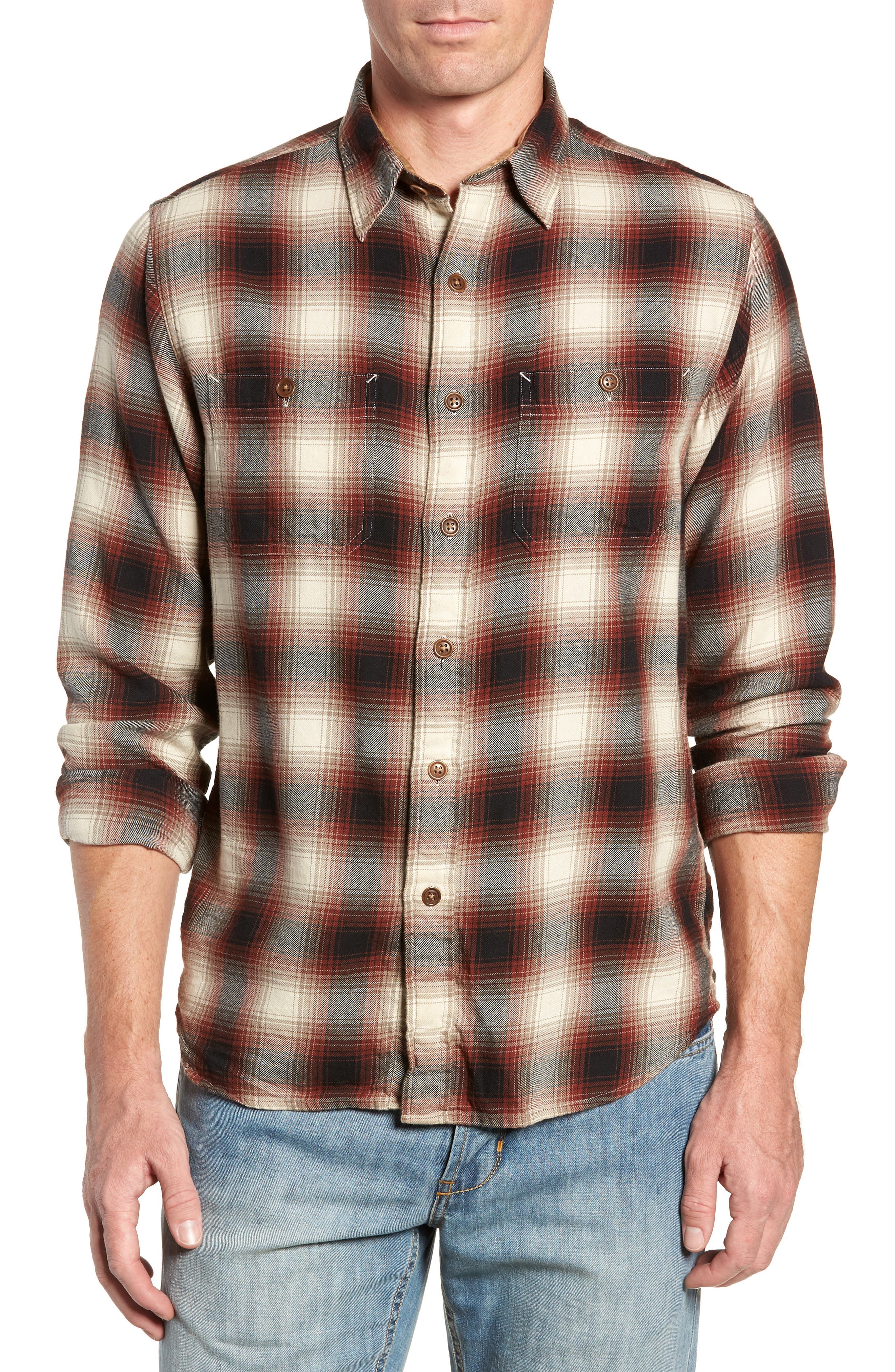 Frye Miles Regular Fit Plaid Workshirt, Red