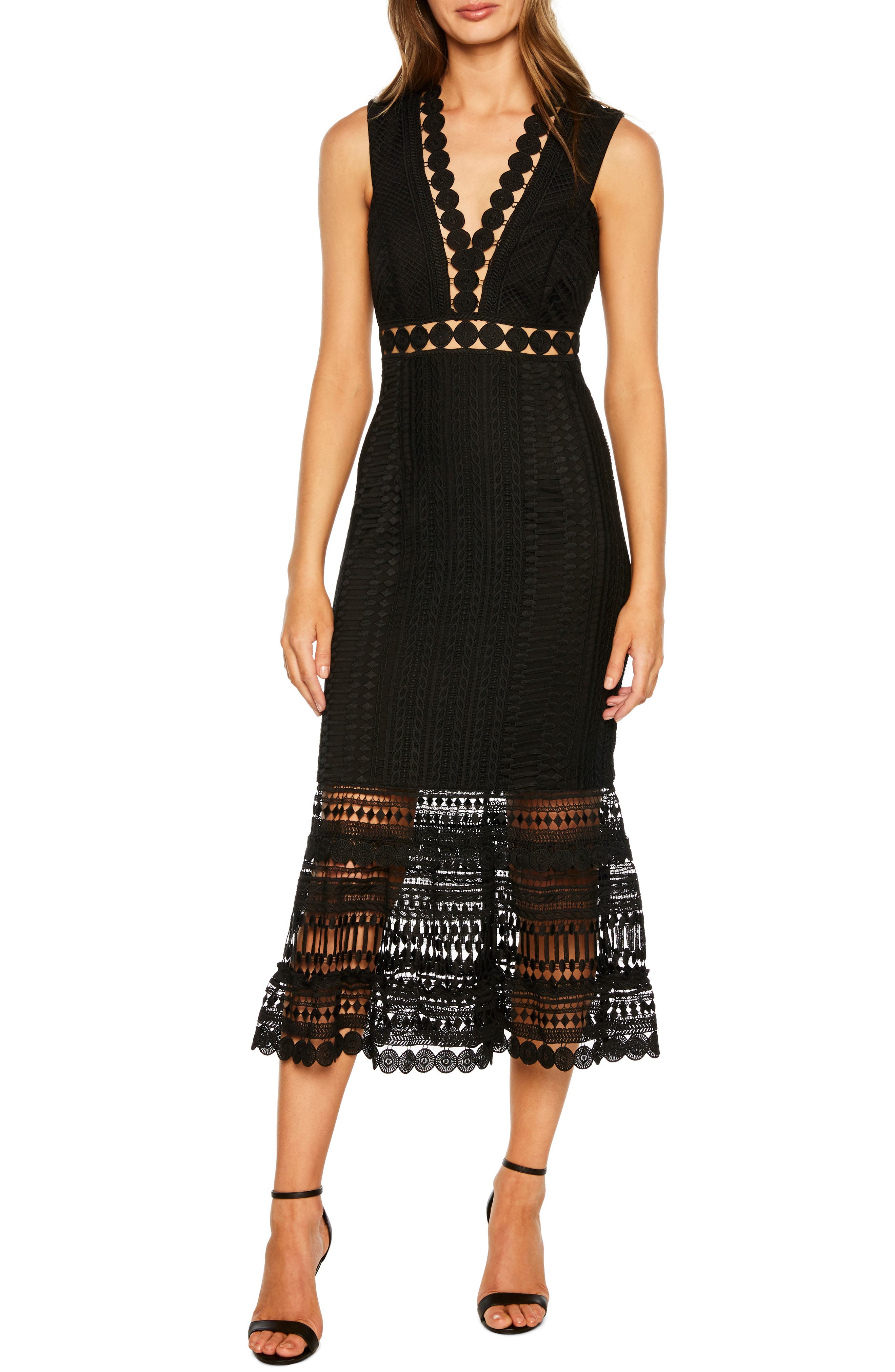 Bardot Petra Lace Tea Length Dress