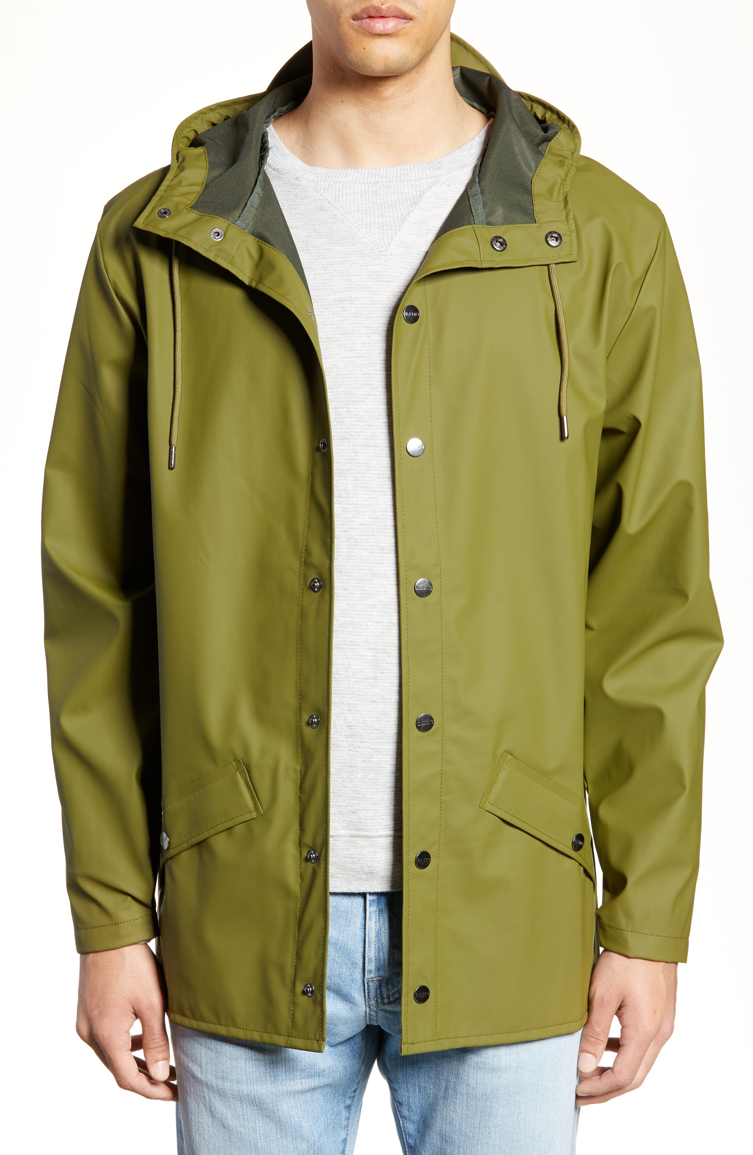 Rains Lightweight Hooded Rain Jacket, Green