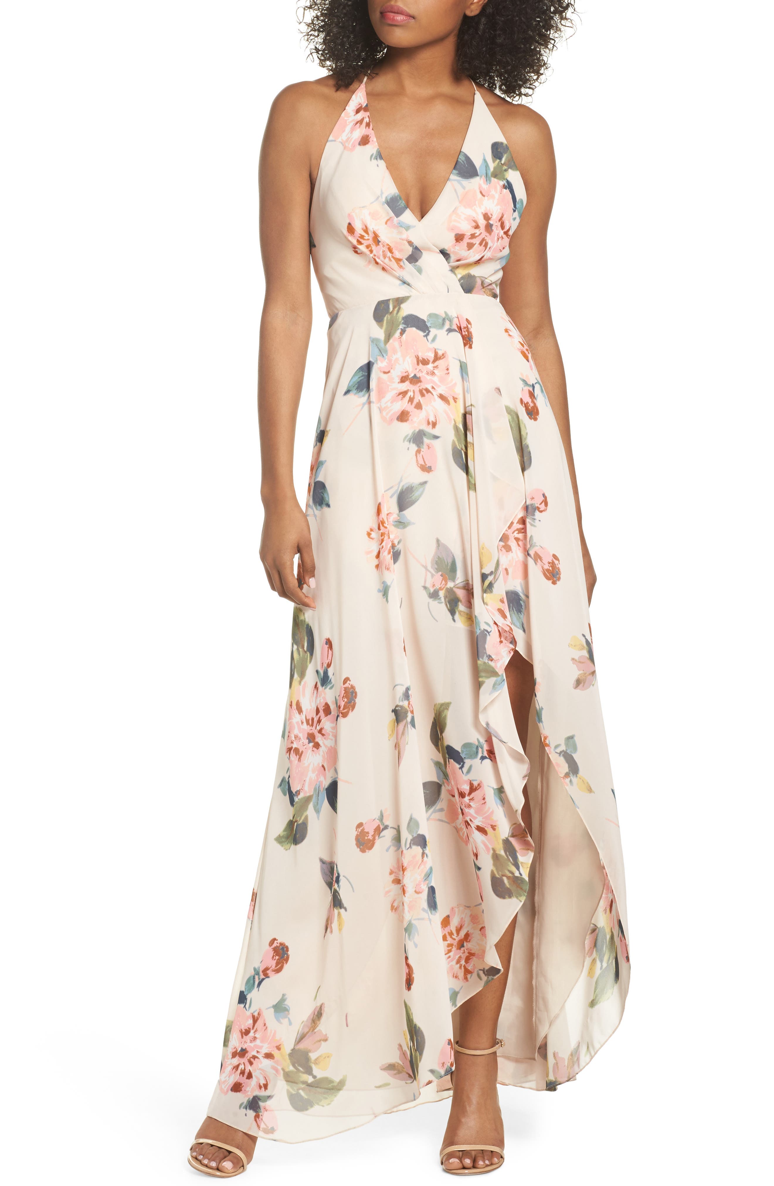 Jenny Yoo Farrah Halter Gown, Pink