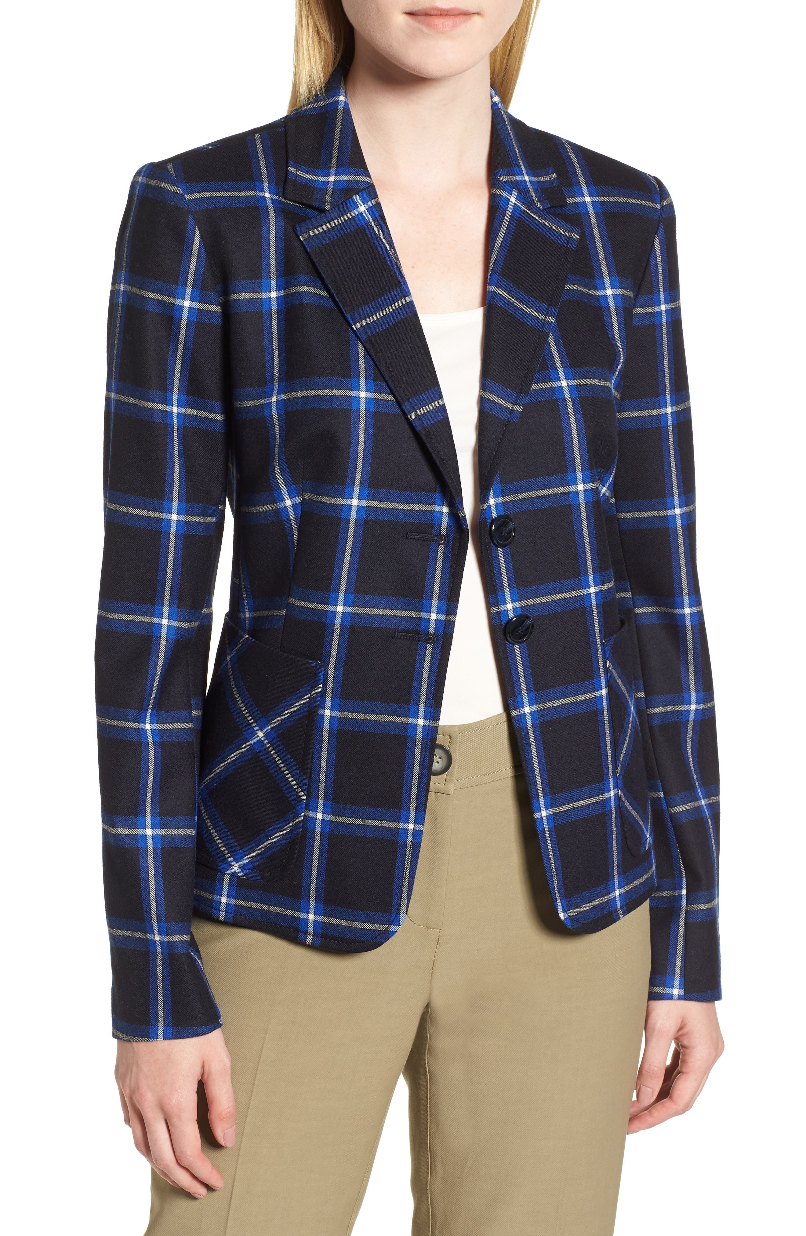 Plaid Blazer,
                        Main,
                        color, NAVY NIGHT CHECK