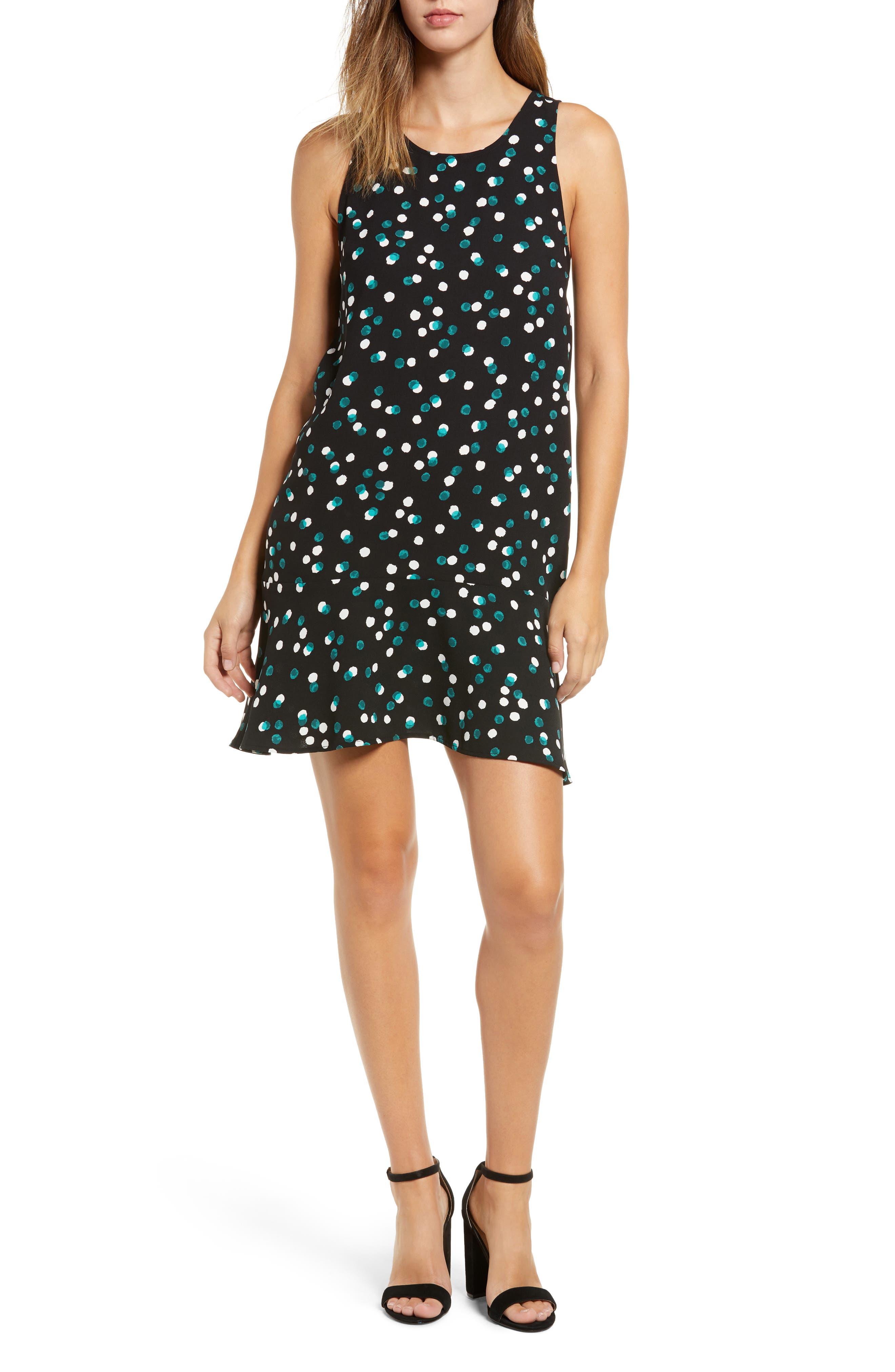 Leith Flounce Hem Dress, Black