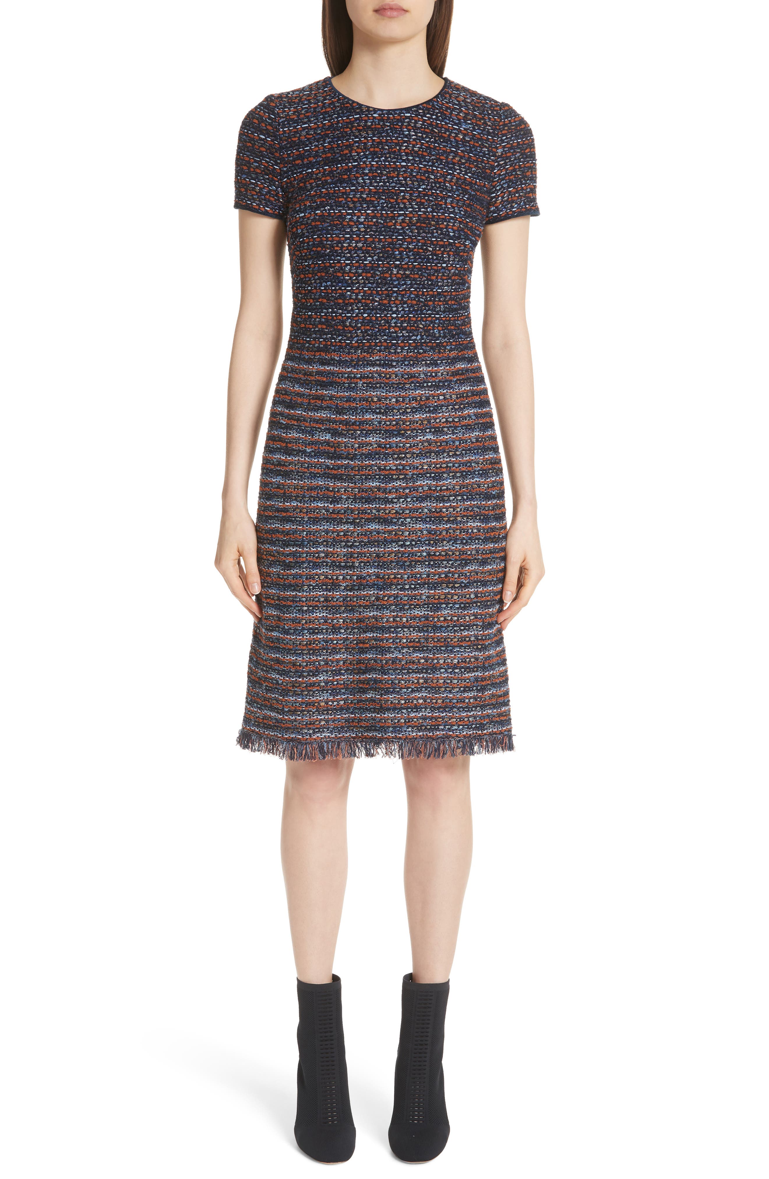 St. John Collection Ombre Ribbon Knit Dress, Blue