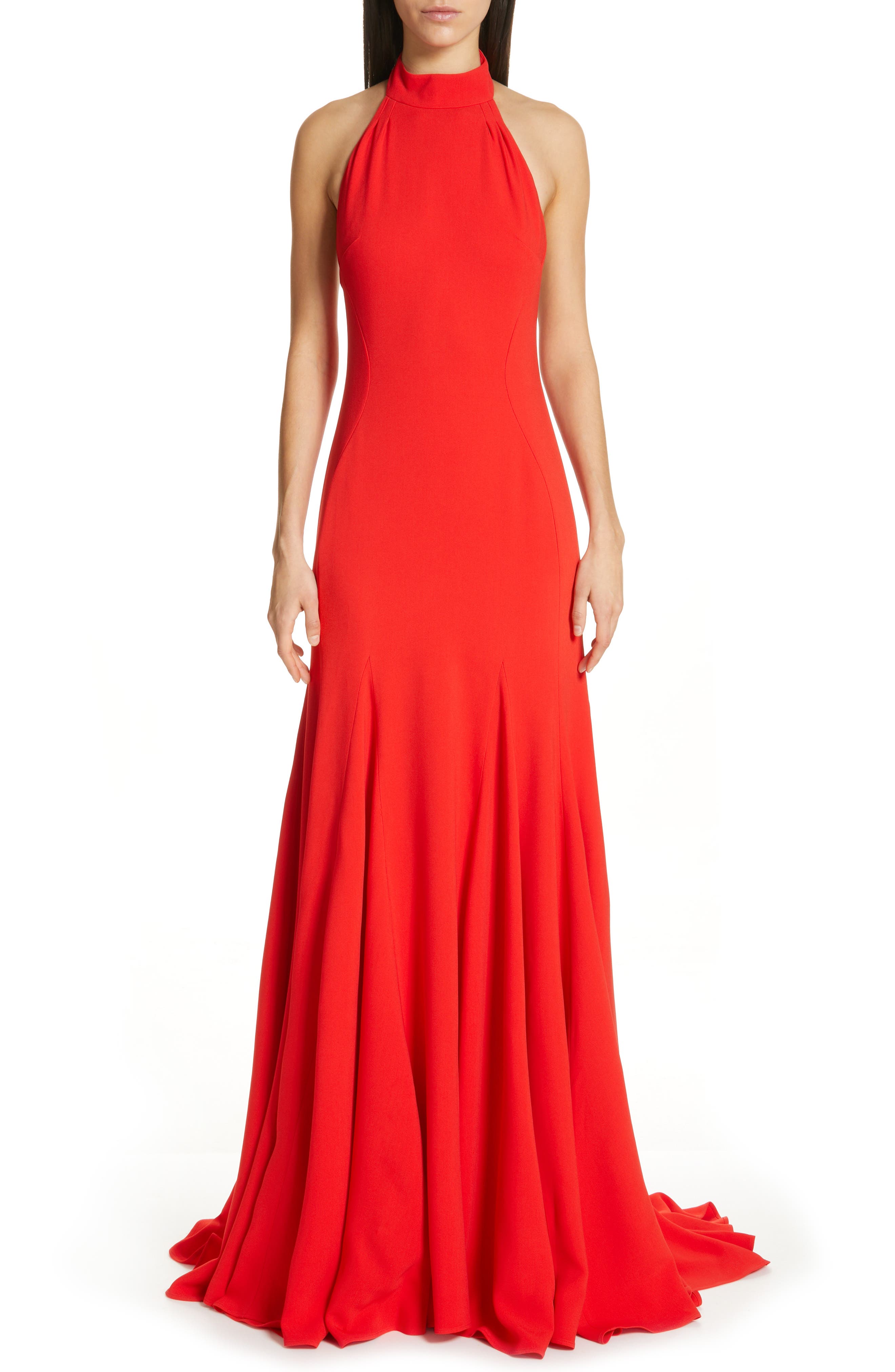 Stella Mccartney Magnolia Halter Trumpet Gown, 6 IT - Red
