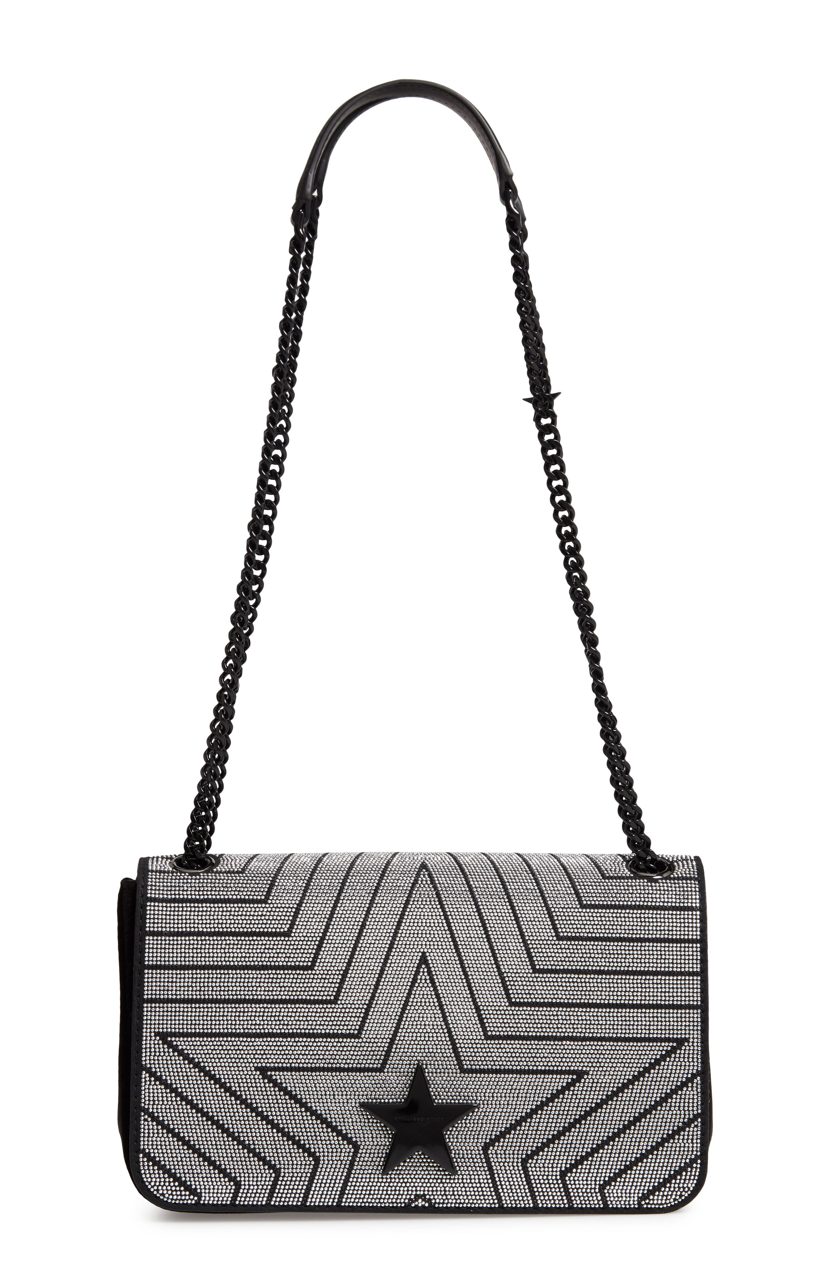 Stella Mccartney Medium Crystal Star Shoulder Bag - Black