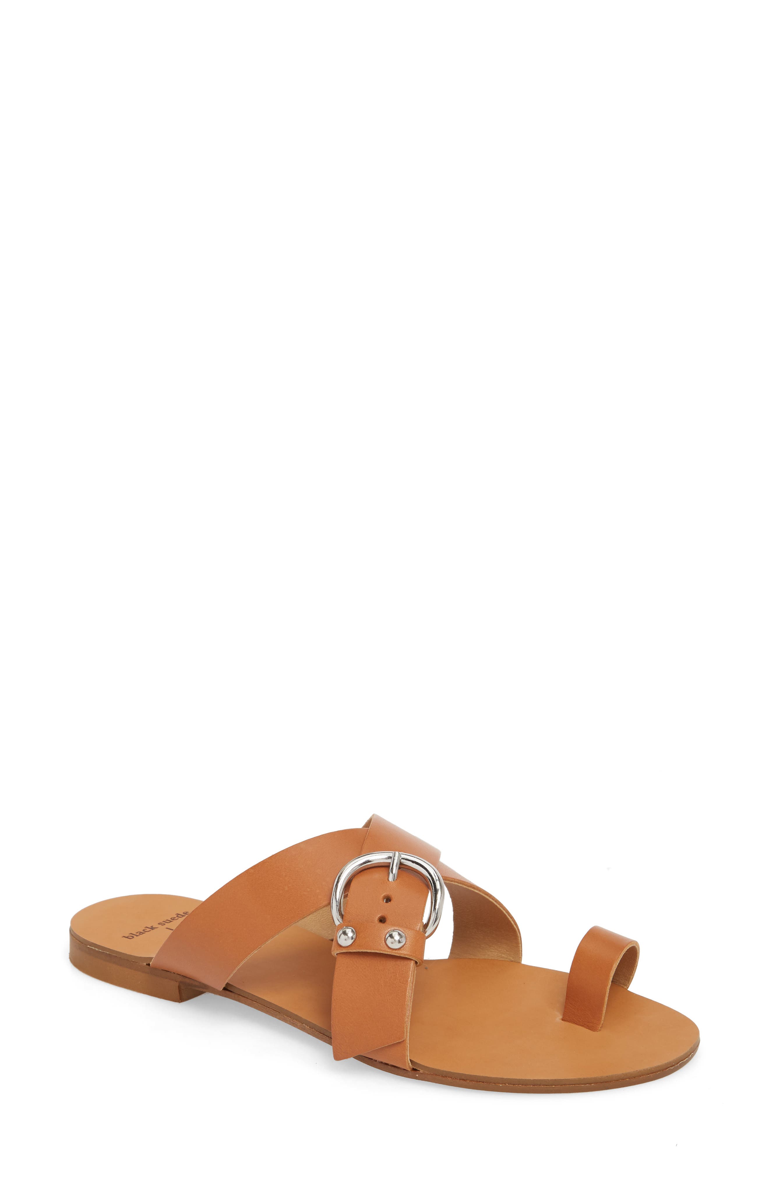 Black Suede Studio Elyse Slide Sandal, Brown