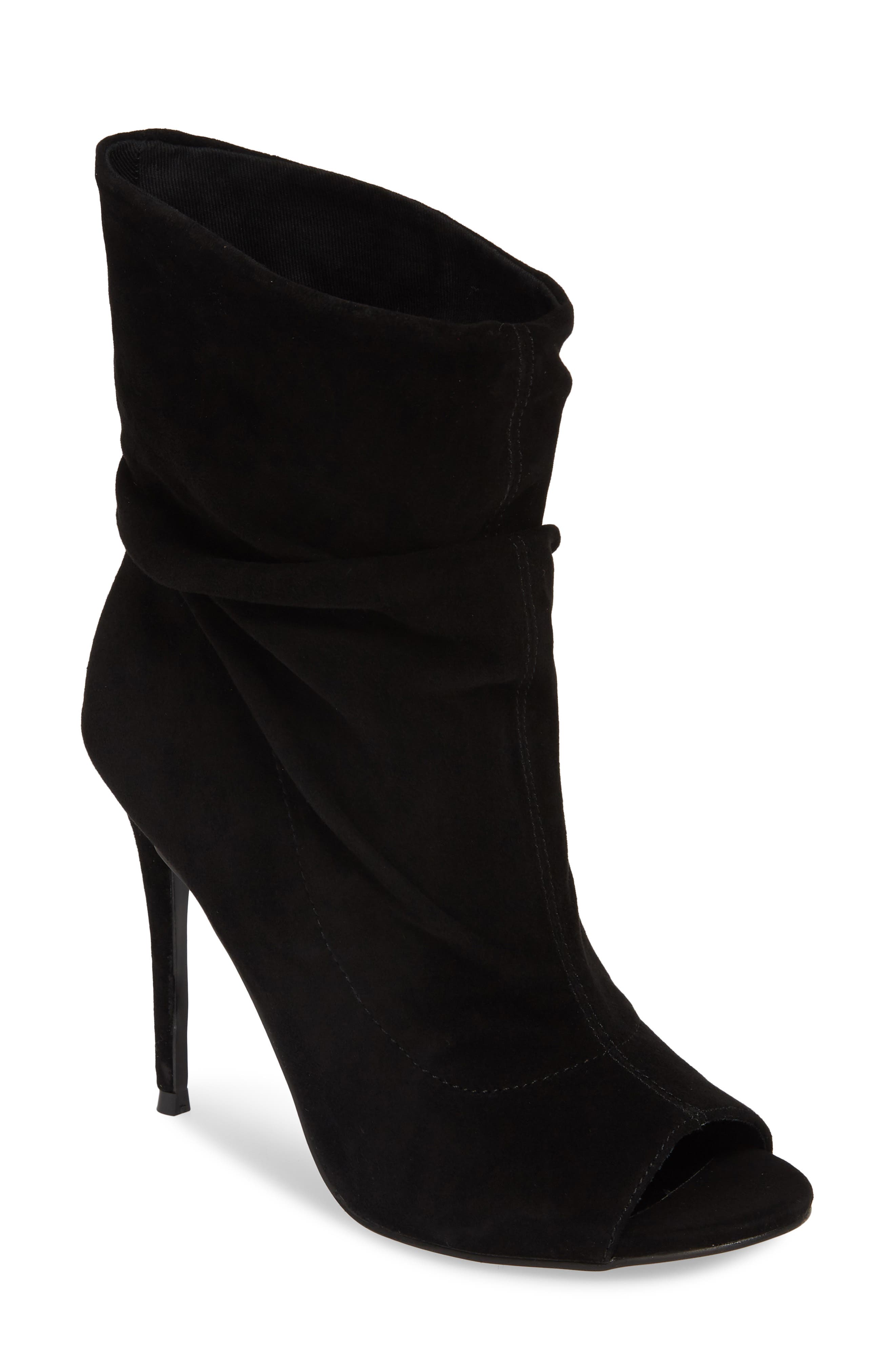 Steve Madden Surrender Peep Toe Slouch Boot, Black